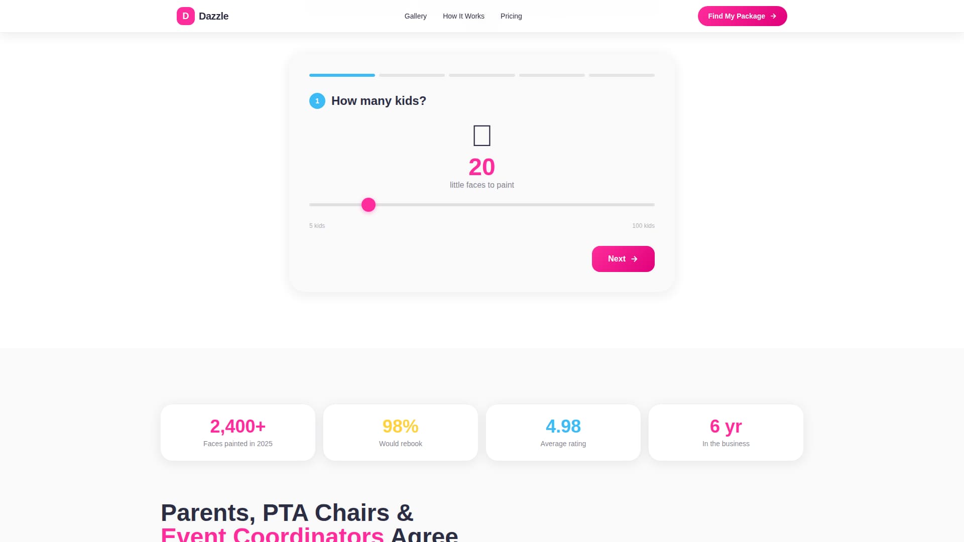 Kids Party & Entertainment Specialist Booking Website Template