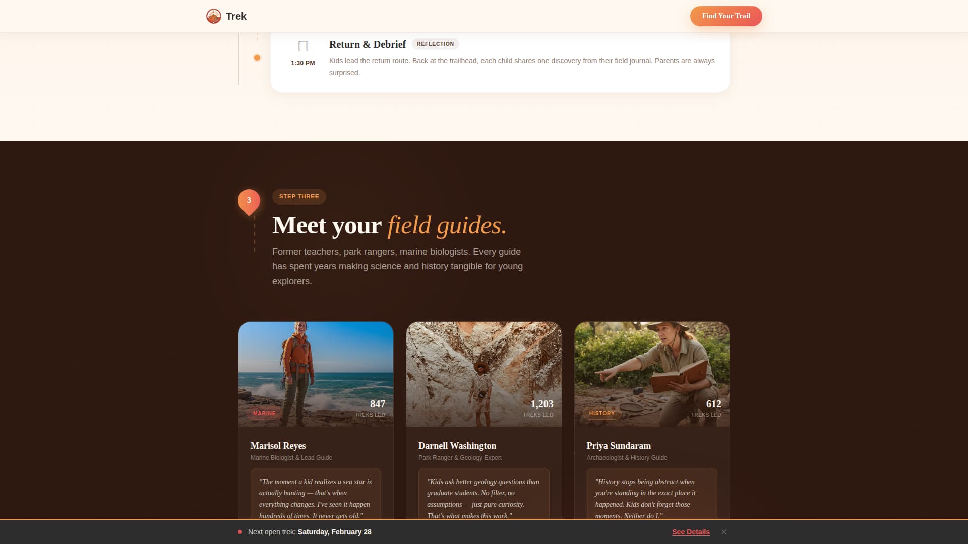 Trek - Adventurous Family Travel Landing Page Template