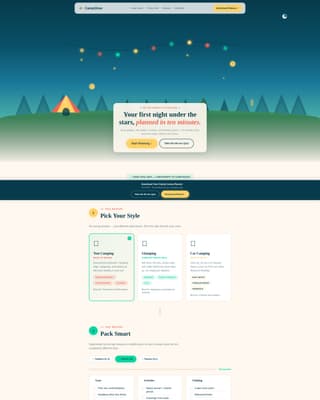 Campglow - Cheerful Family Camping Landing Page Template