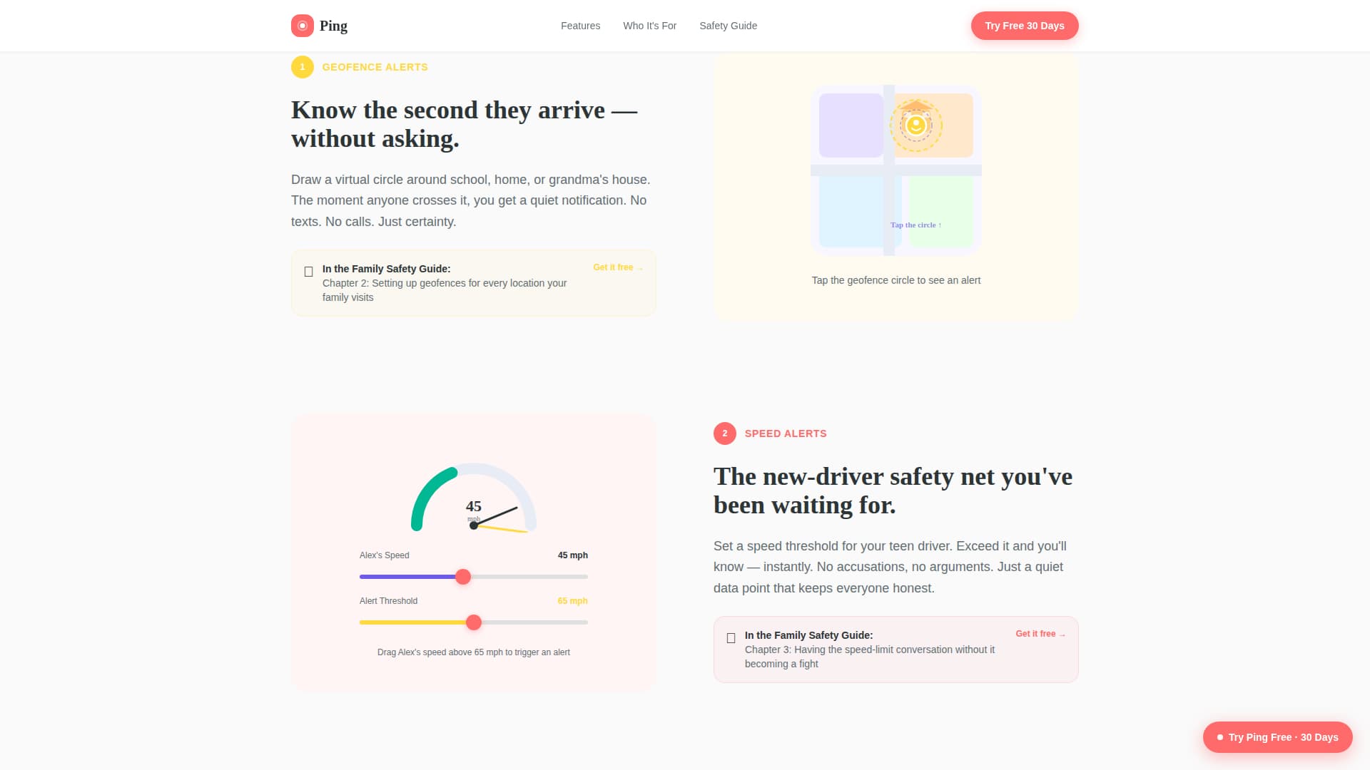 Ping - Playful Family Tracking Landing Page Template