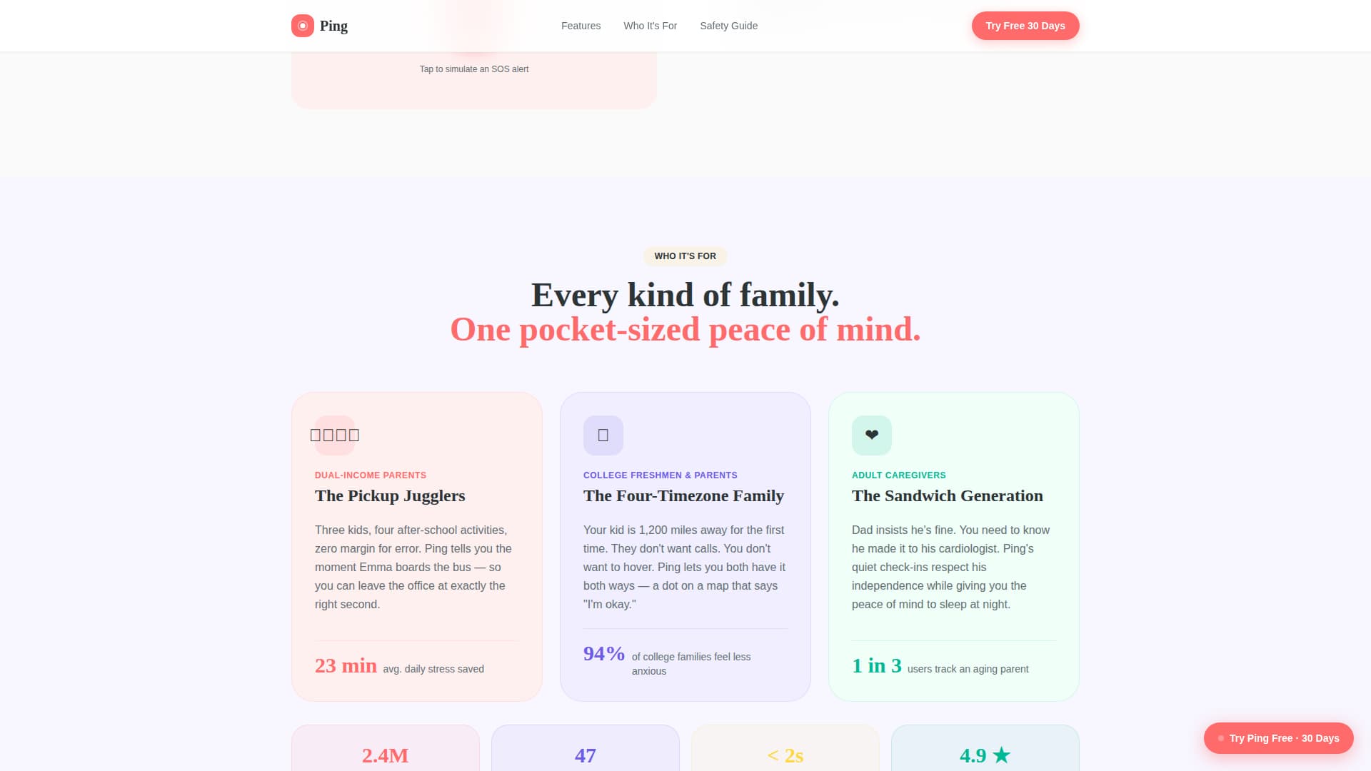 Ping - Playful Family Tracking Landing Page Template