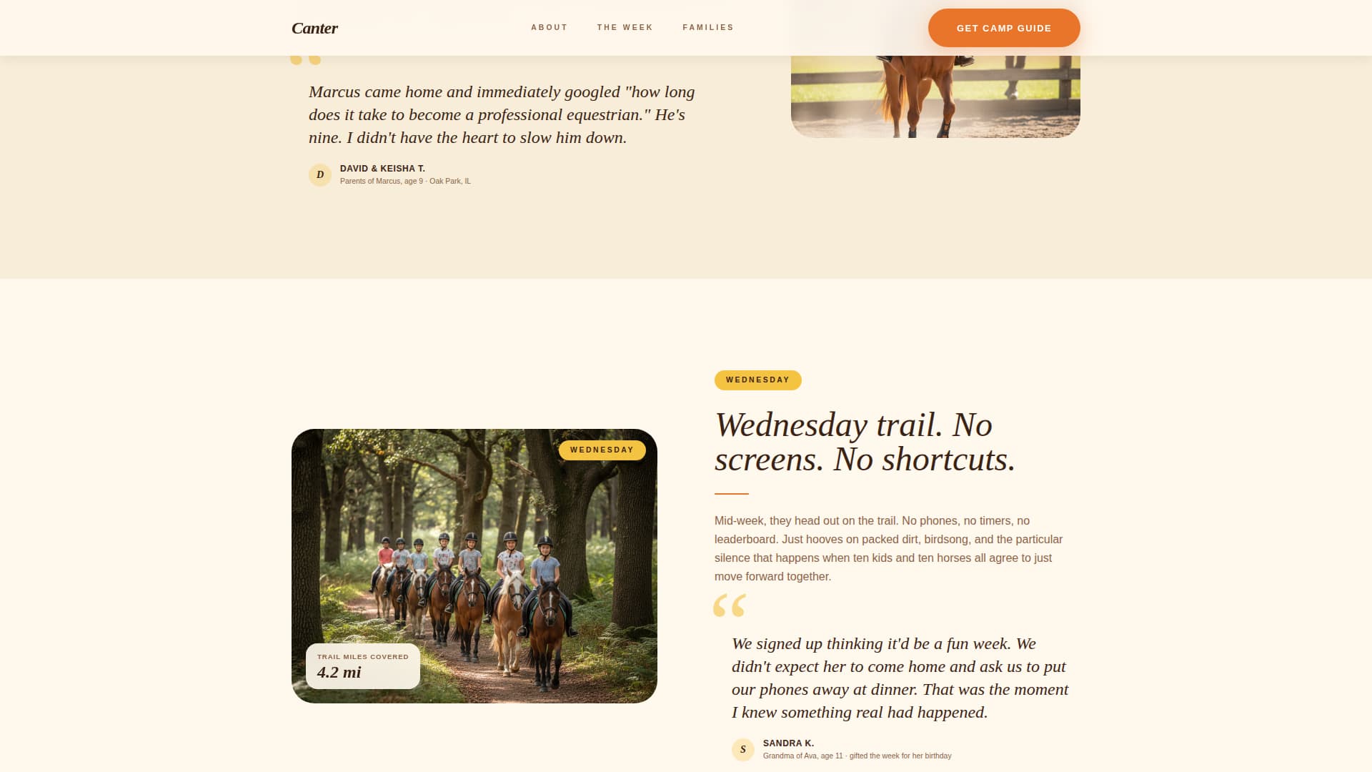 Canter - Inspiring Horseback Camp Landing Page Template