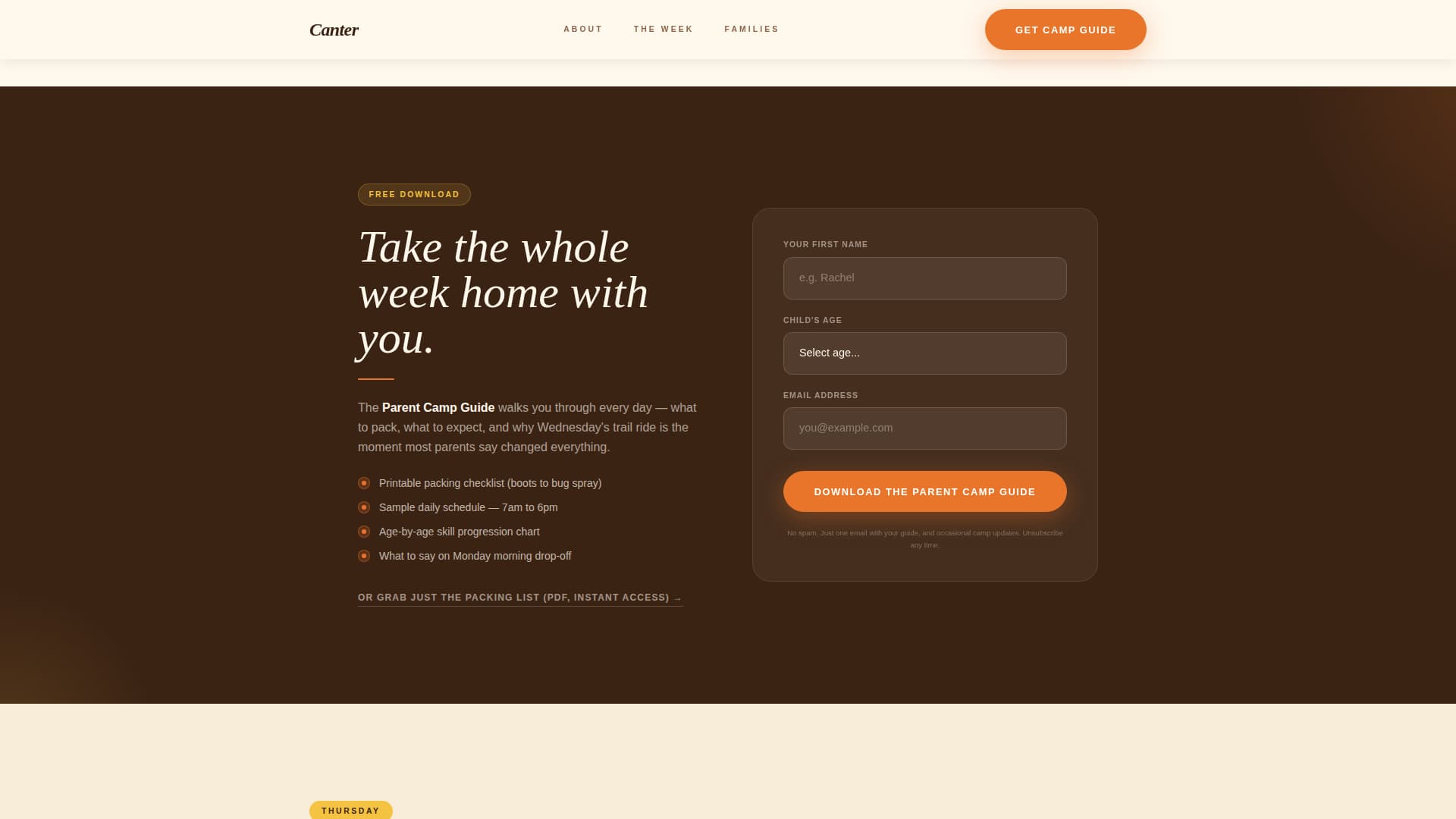 Canter - Inspiring Horseback Camp Landing Page Template
