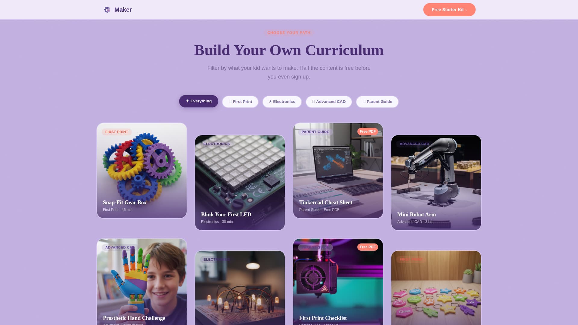 Maker - Playful STEM Landing Page Template