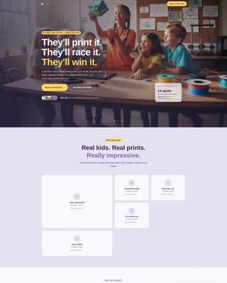 Kids 3D Printing & Maker Booking Website Template