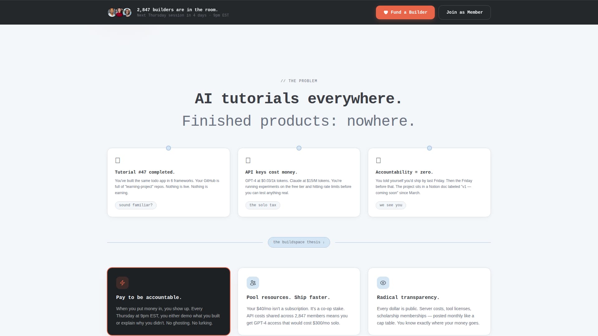 Buildspace - Transparent Aibuilders Landing Page Template