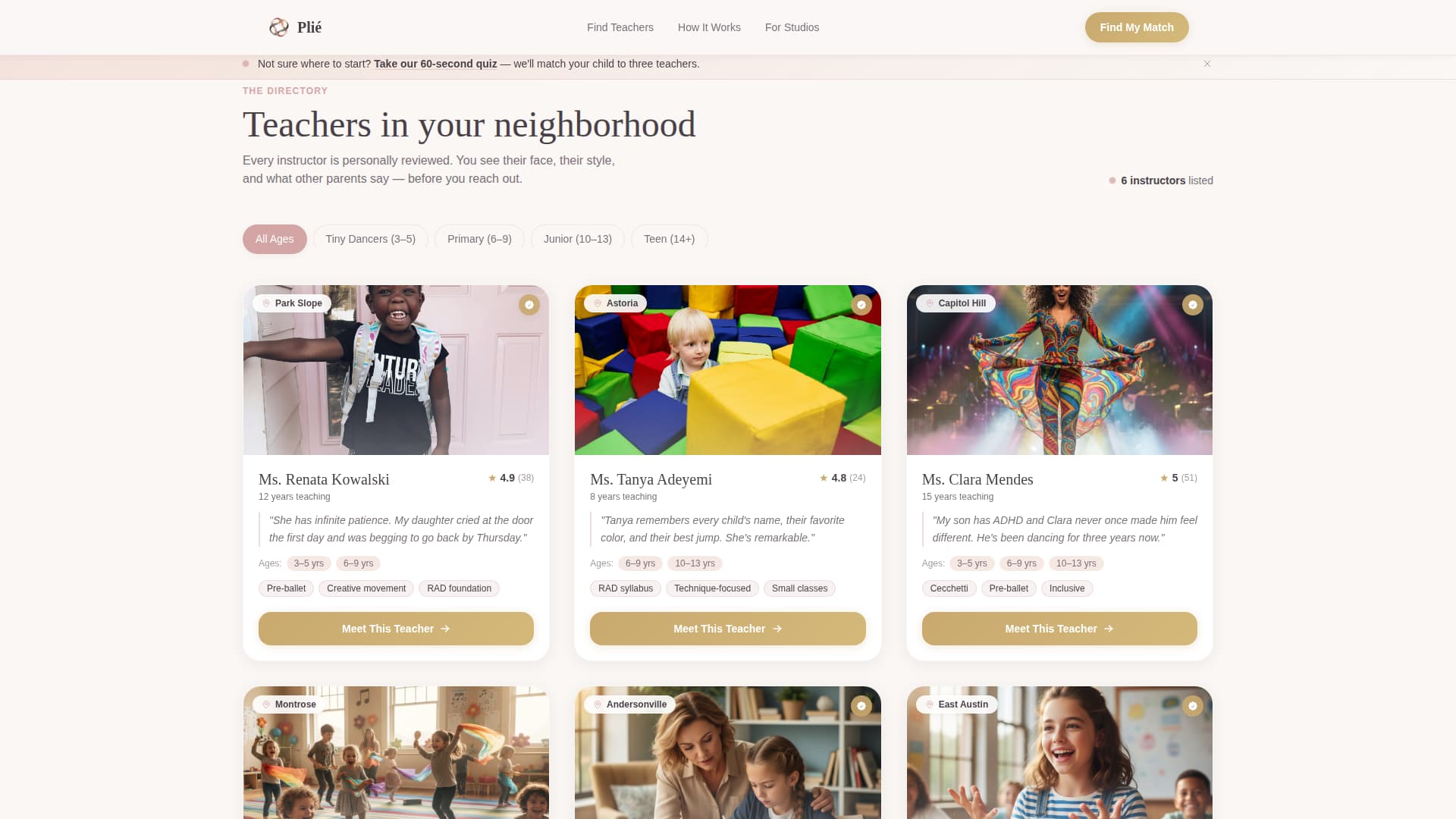 Kids Ballet Directory Website Template