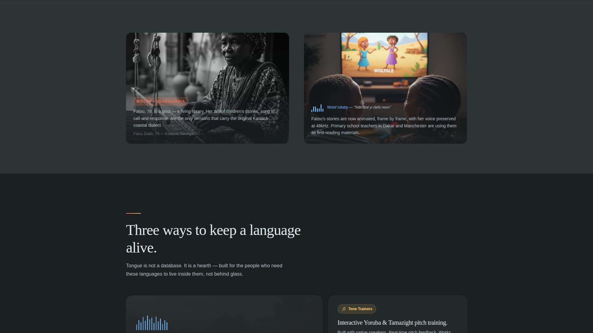 Tongue - Vibrant Languagepreservation Landing Page Template