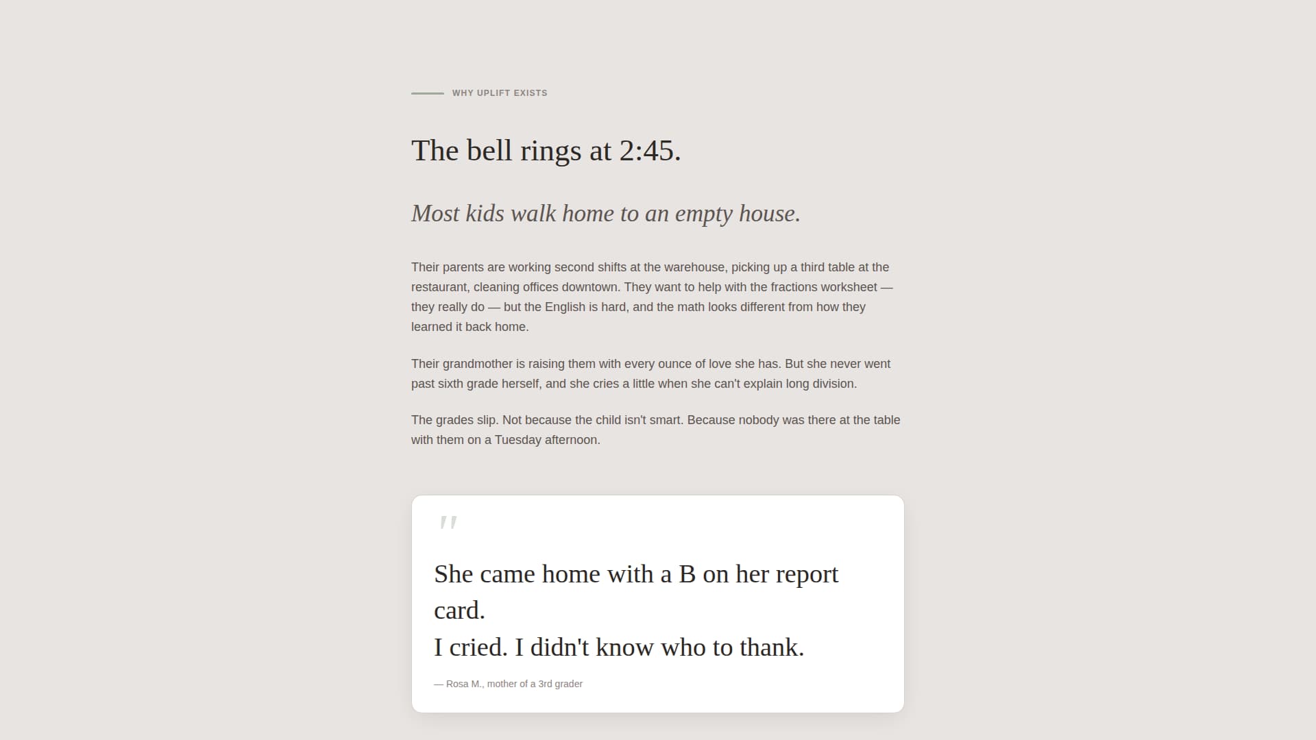 Uplift - Heartfelt Tutoring Landing Page Template