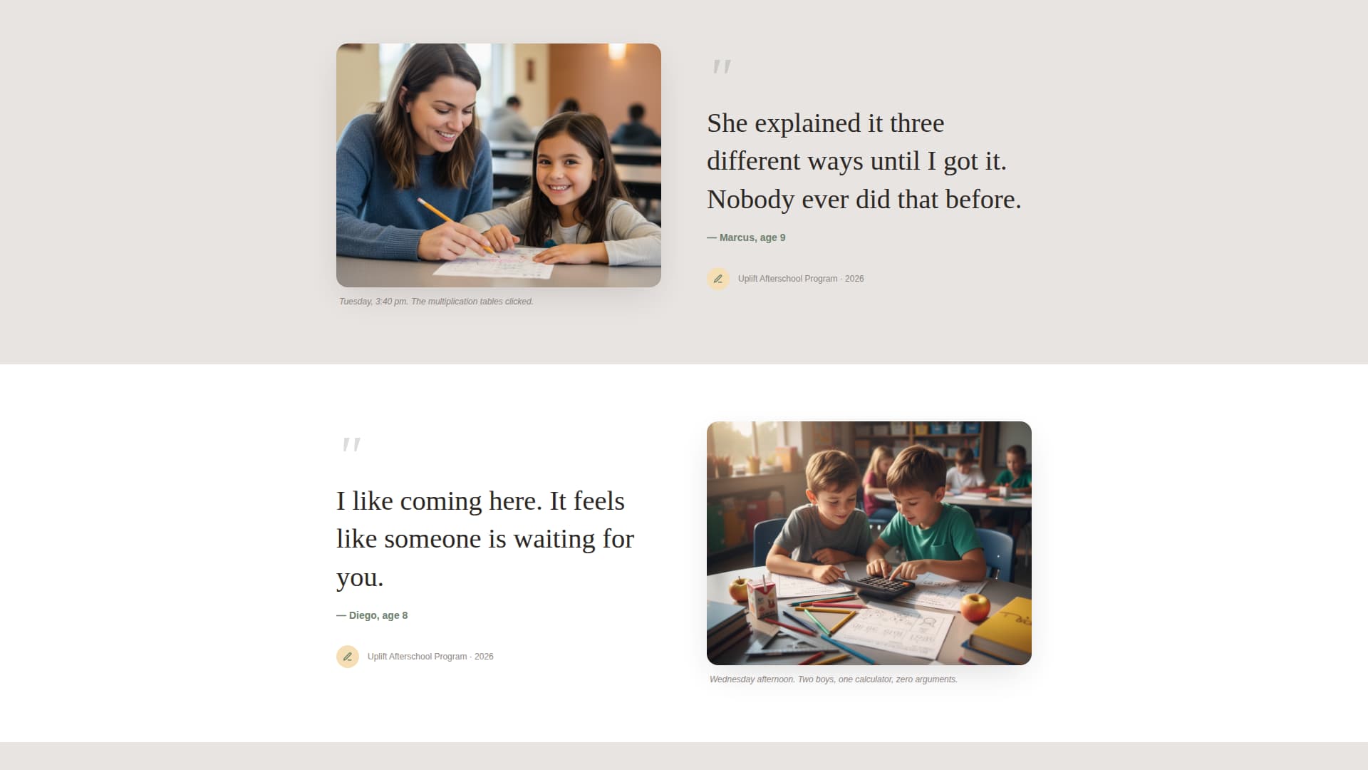 Uplift - Heartfelt Tutoring Landing Page Template
