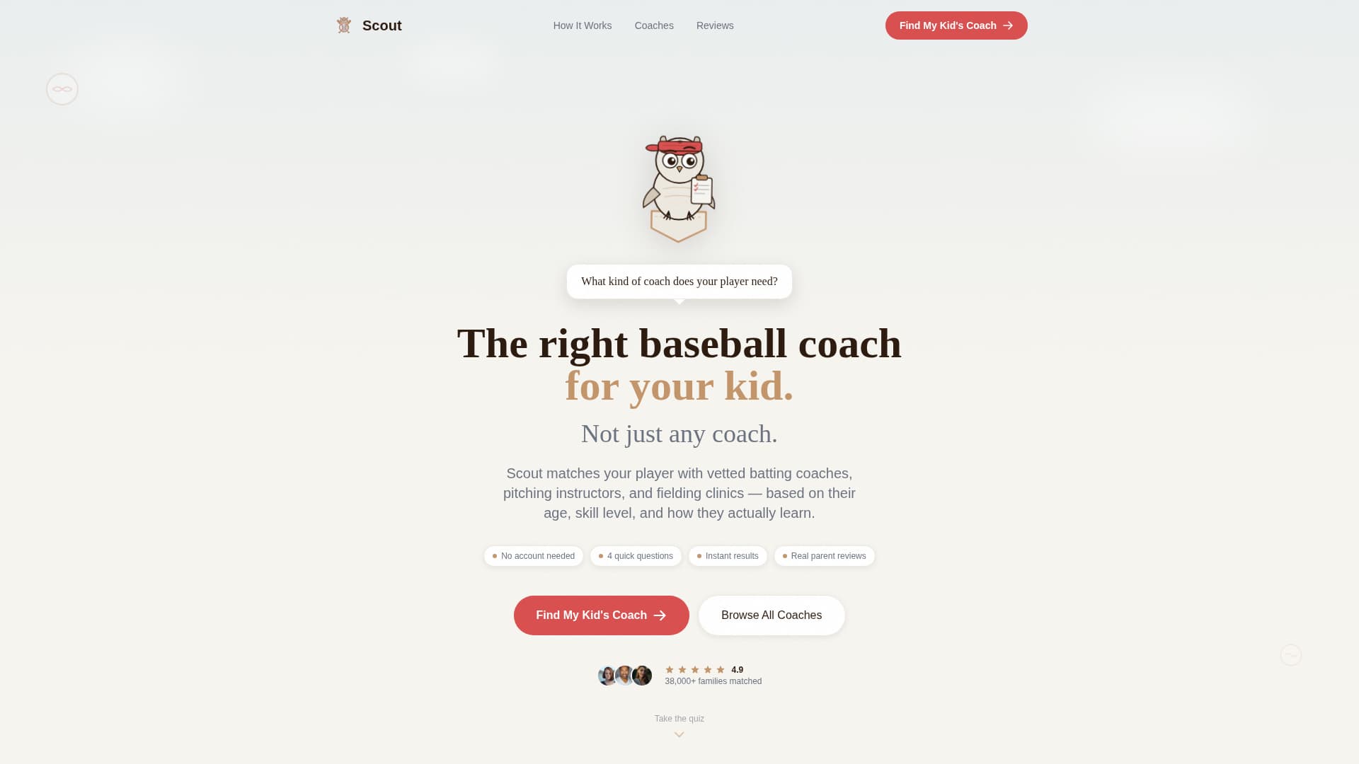 Scout - Trusted Baseball Instructor Landing Page Template