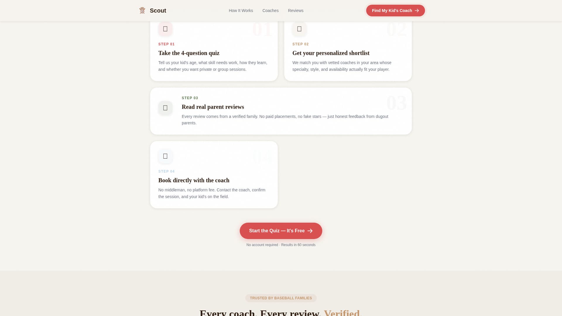 Scout - Trusted Baseball Instructor Landing Page Template