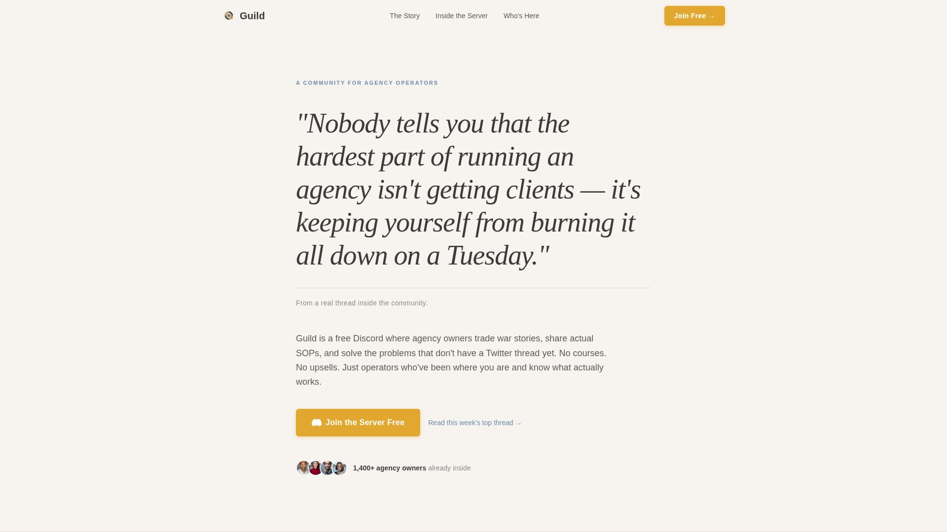 Guild - Authentic Agencyowners Landing Page Template