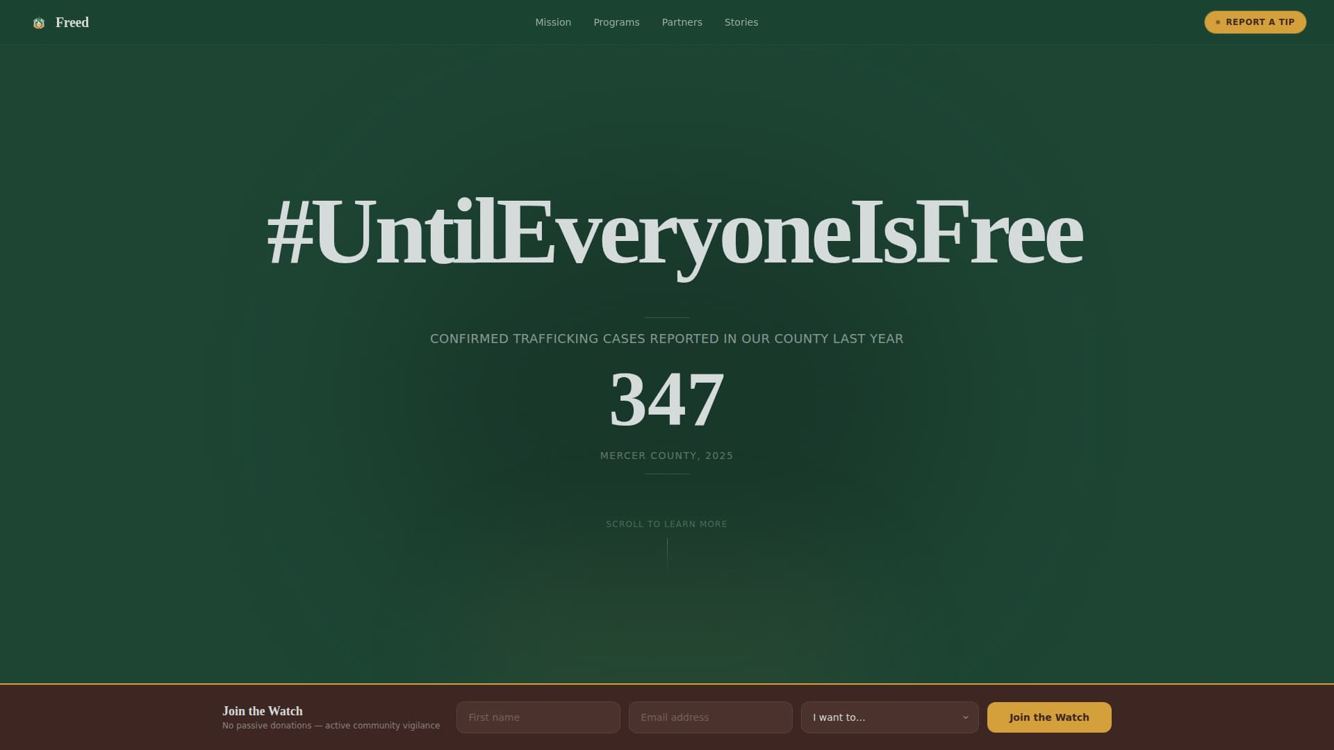 Freed - Powerful Antitrafficking Landing Page Template
