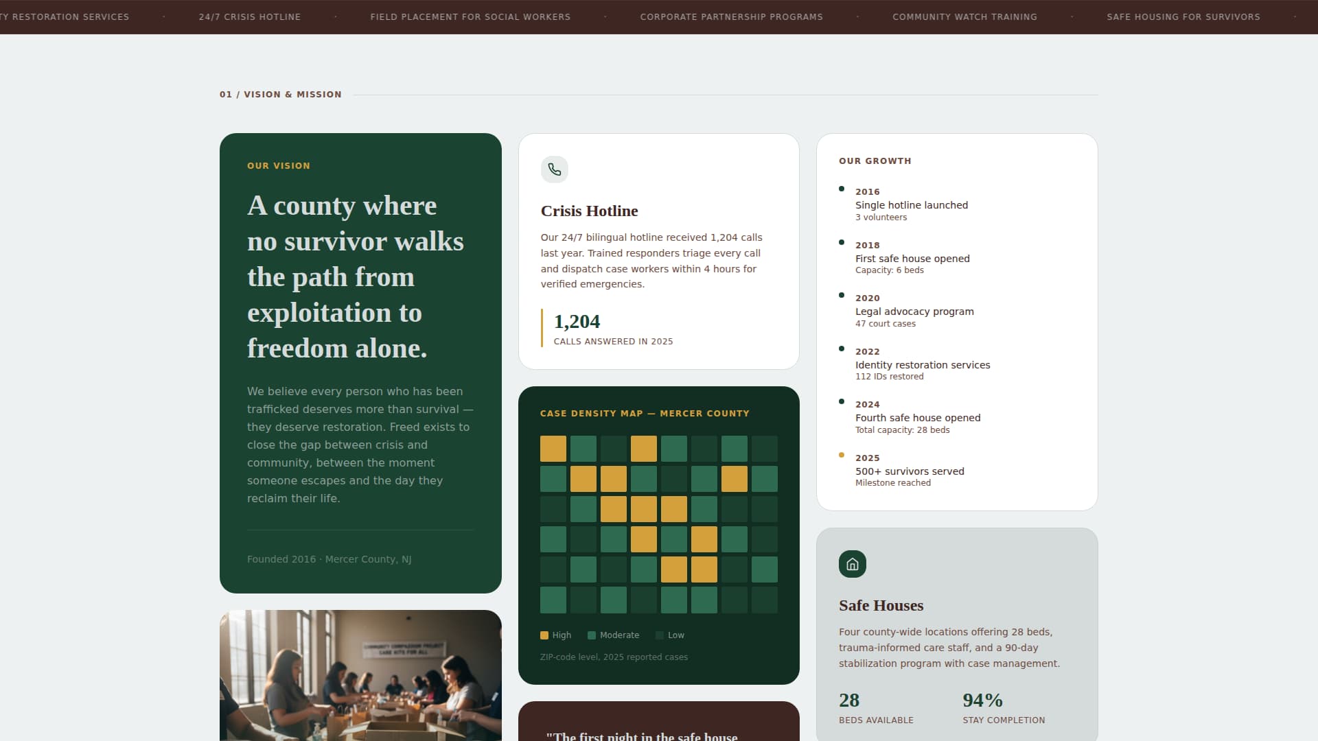 Freed - Powerful Antitrafficking Landing Page Template