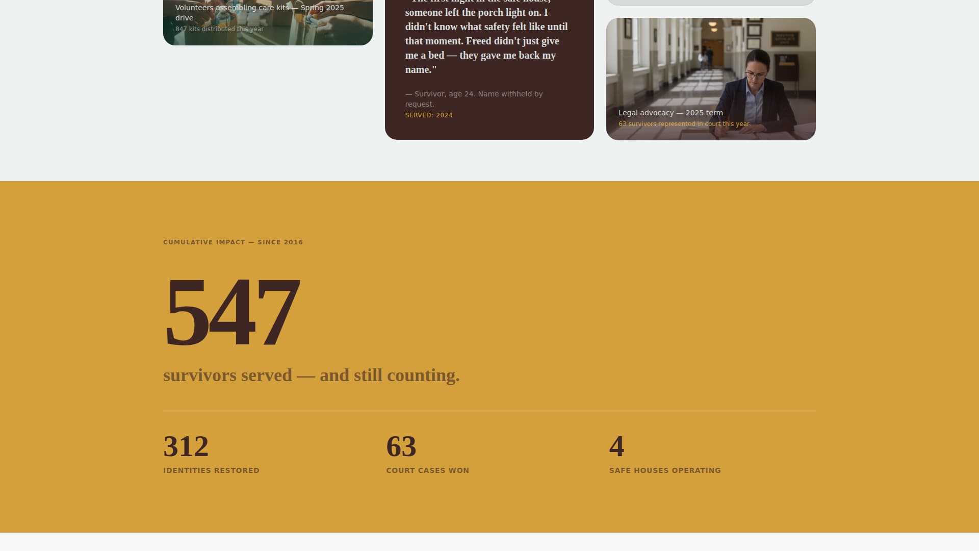Freed - Powerful Antitrafficking Landing Page Template