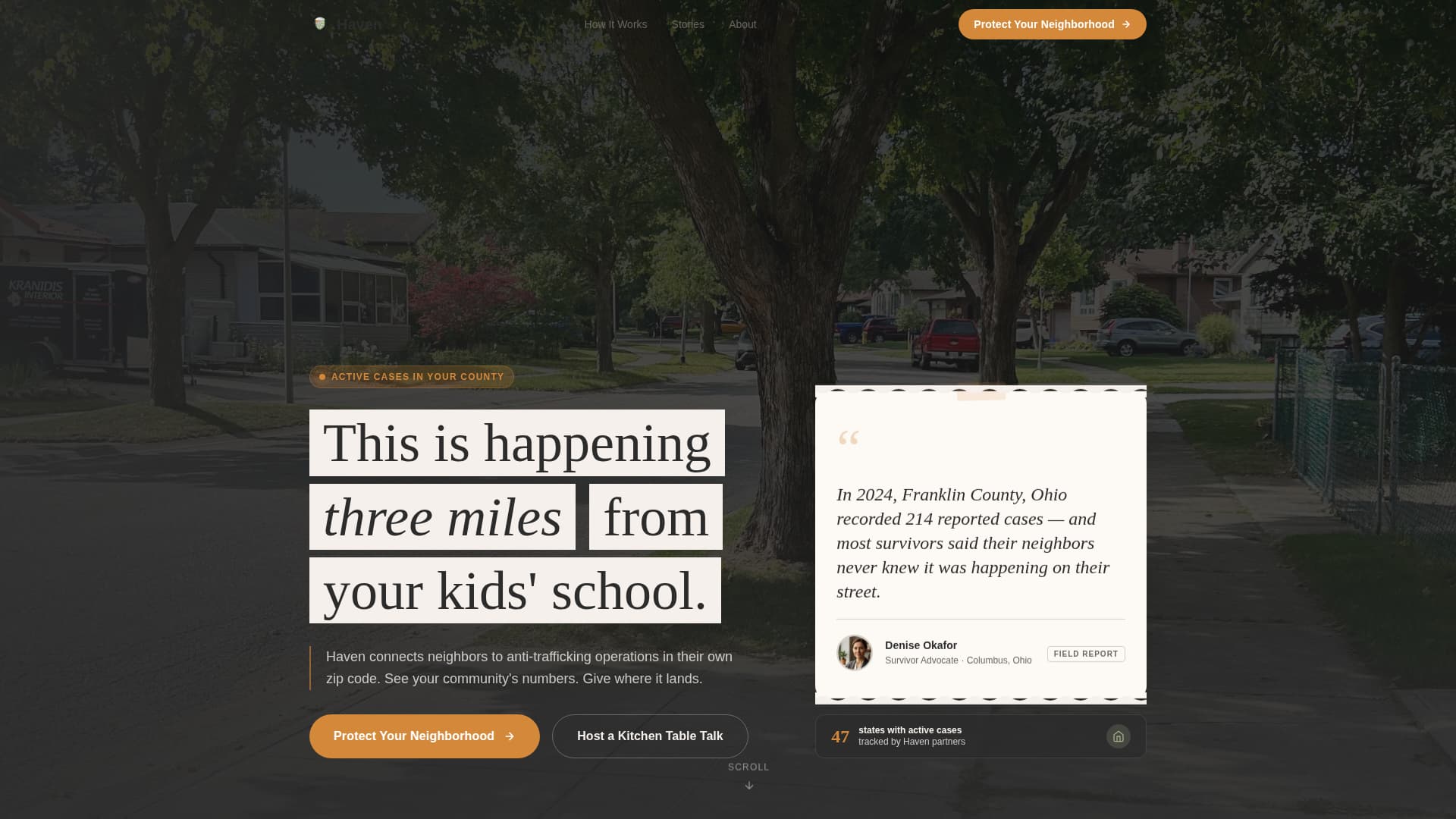 Haven - Trusted Antitrafficking Landing Page Template