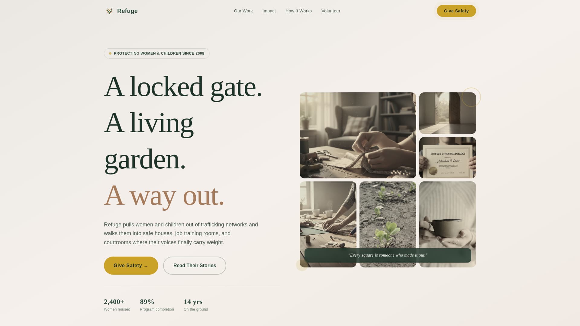 Refuge - Powerful Antitrafficking Landing Page Template