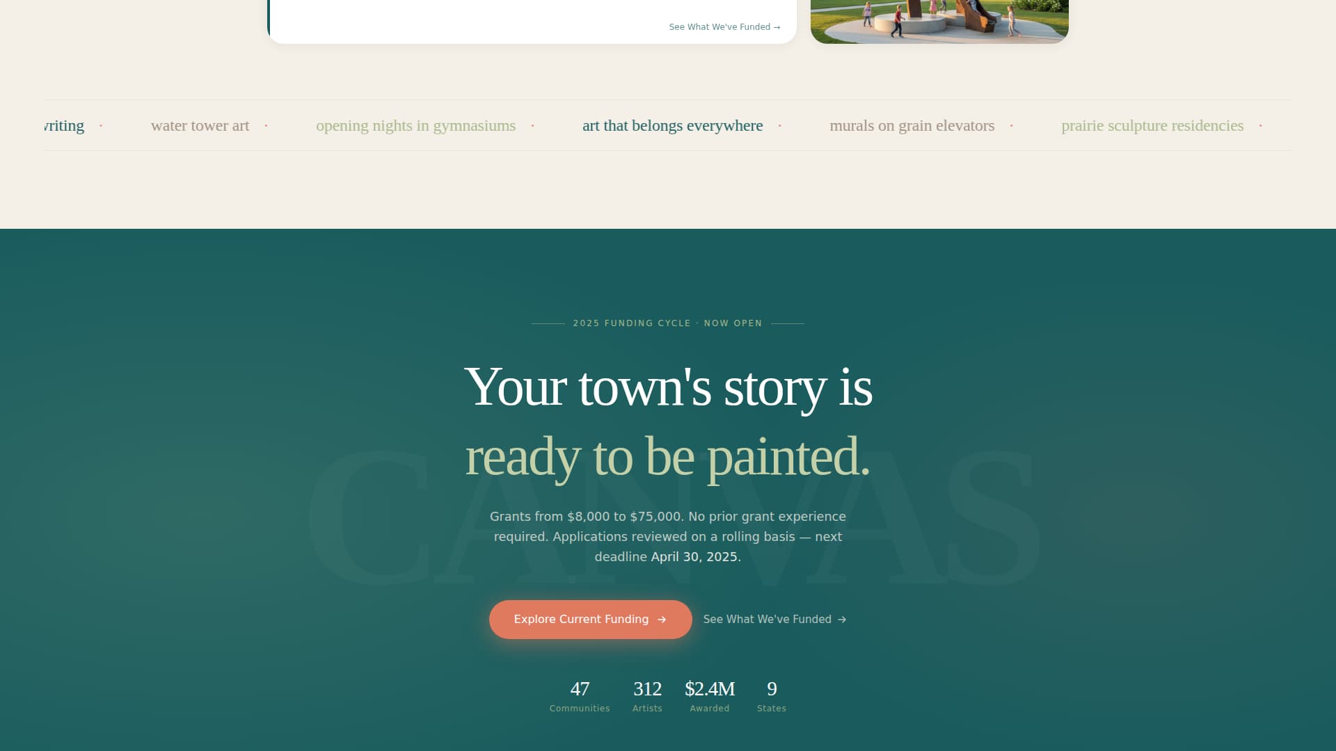 Canvas - Inspiring Artcouncil Landing Page Template