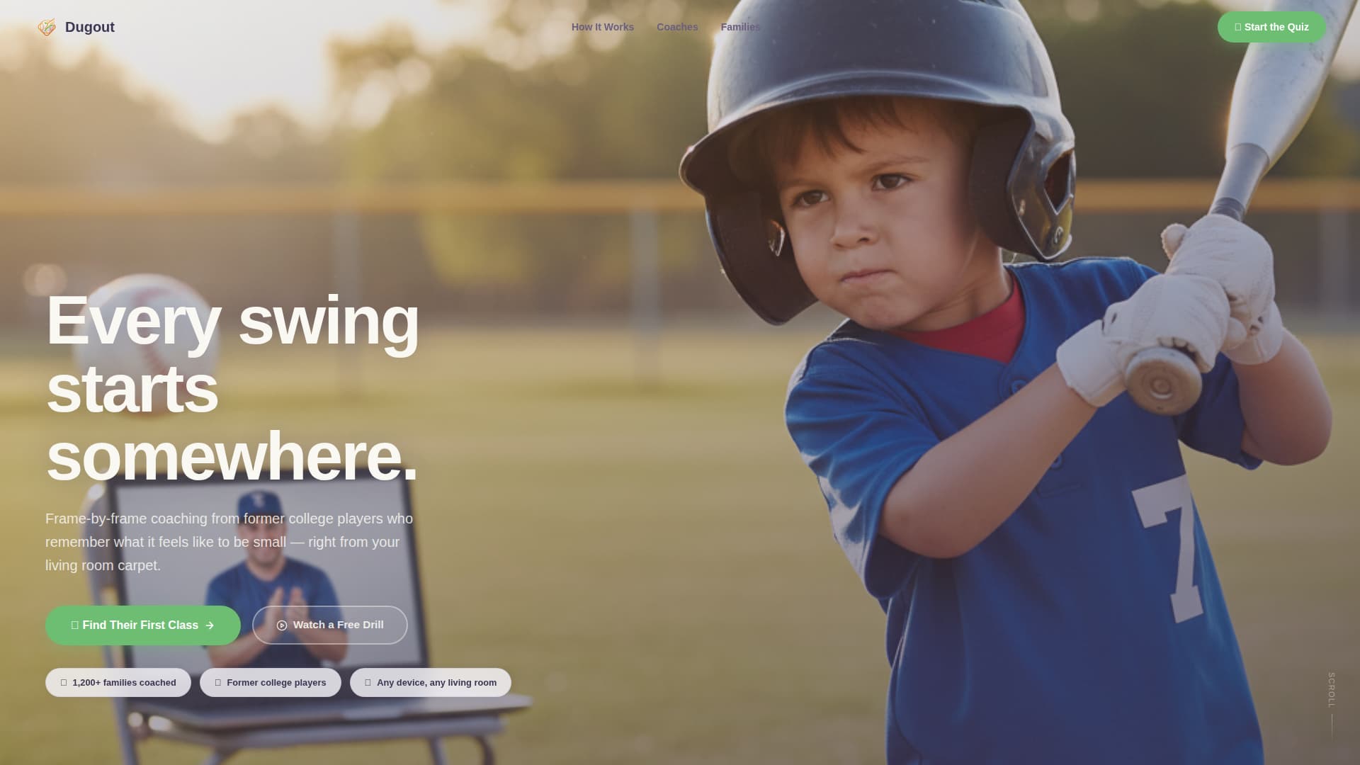 Kids Baseball Specialist Booking Website Template