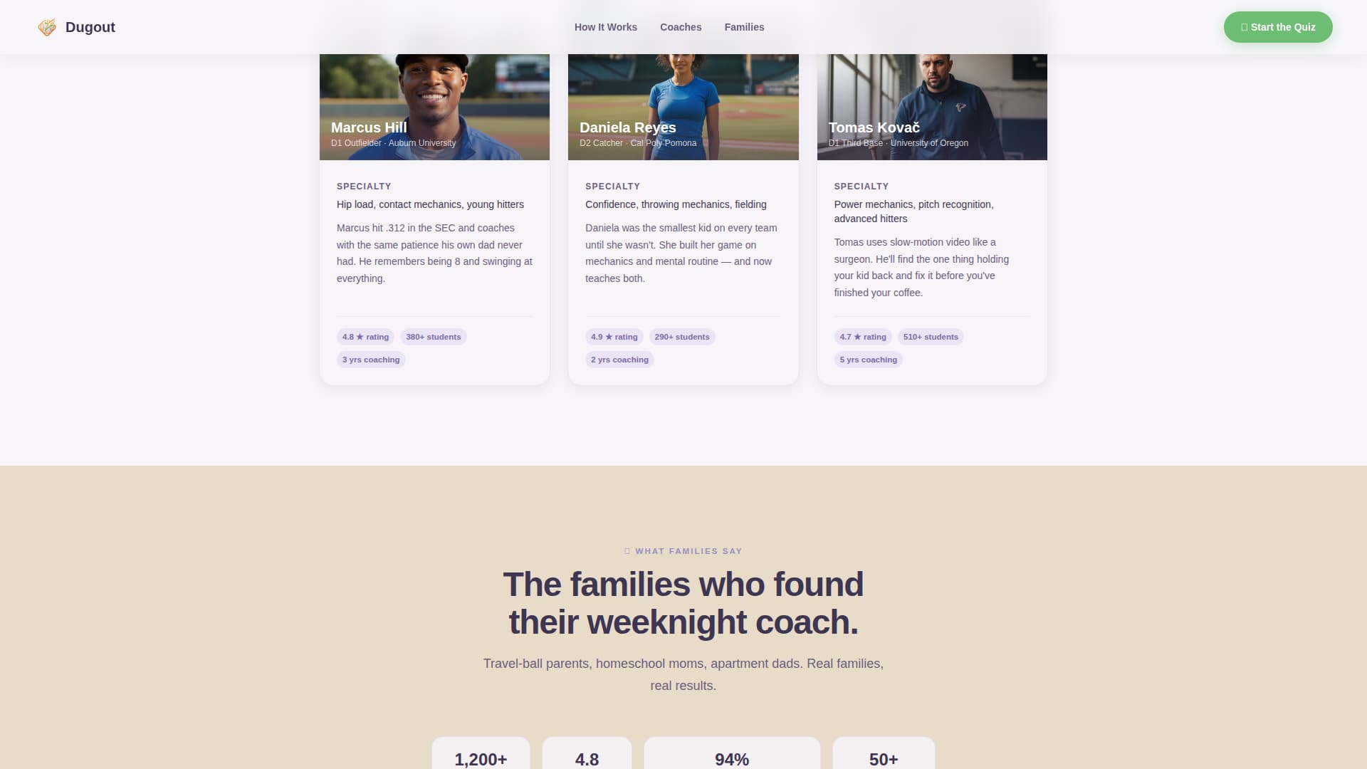 Kids Baseball Specialist Booking Website Template