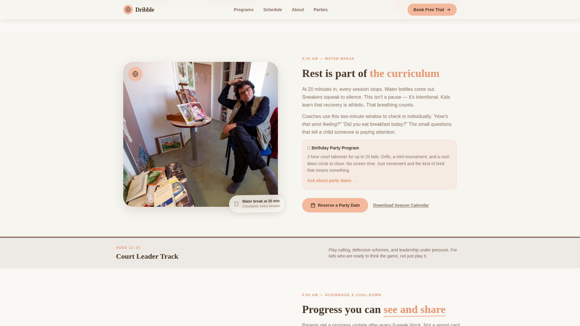 Kids Basketball Booking Website Template