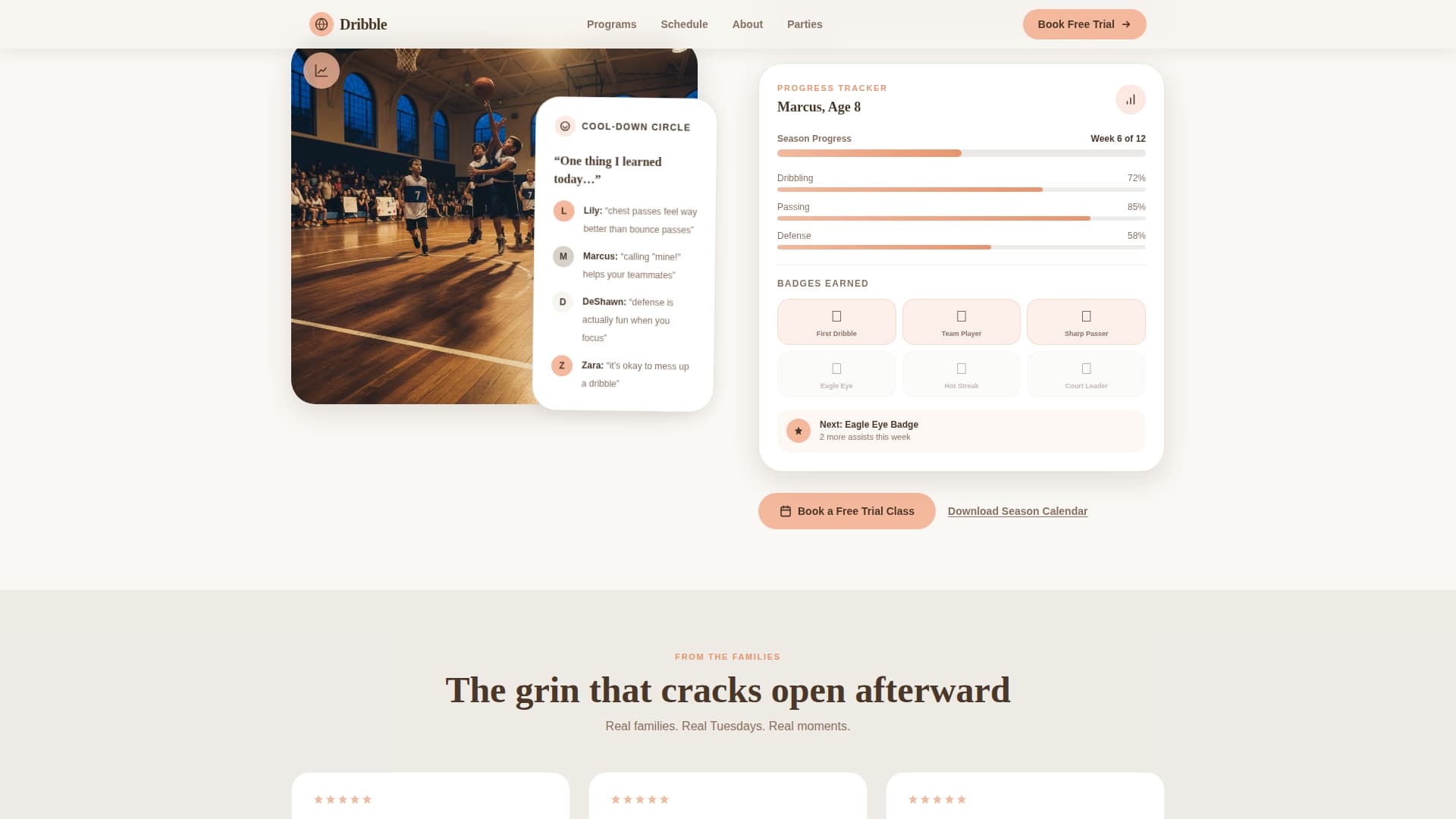 Kids Basketball Booking Website Template