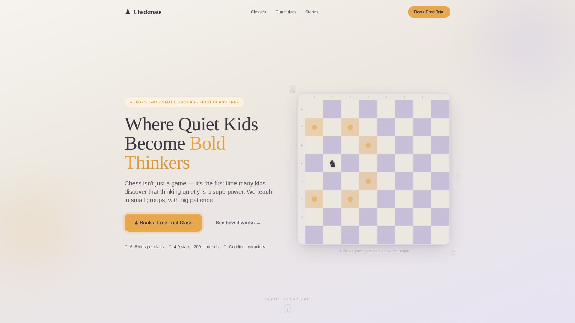 Kids Chess Booking Website Template