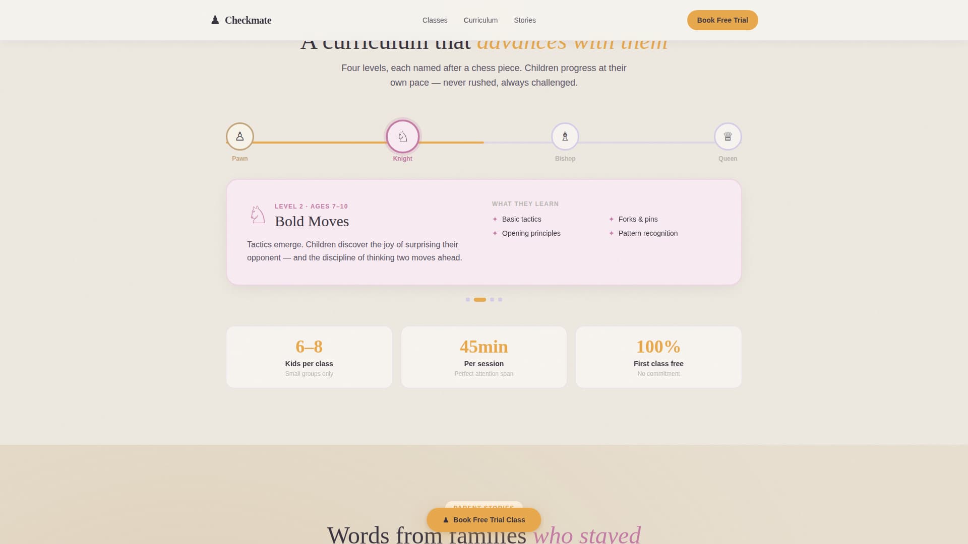 Kids Chess Booking Website Template