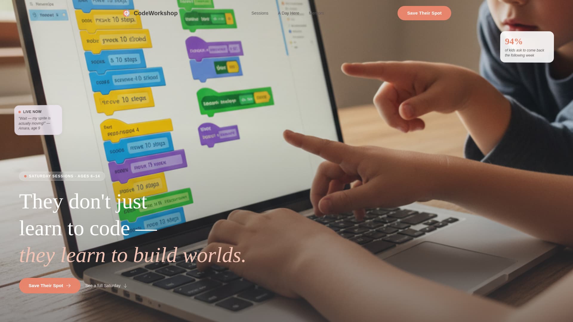 Workshop - Inspiring Kids Coding Landing Page Template