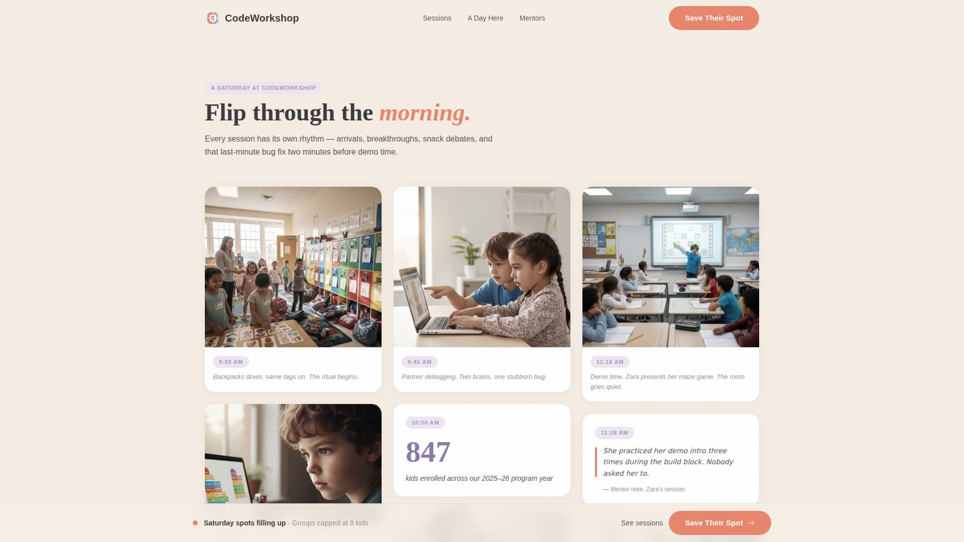 Workshop - Inspiring Kids Coding Landing Page Template