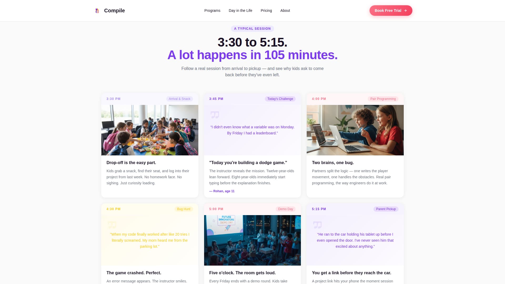 Compile - Inspiring Kids Coding Landing Page Template