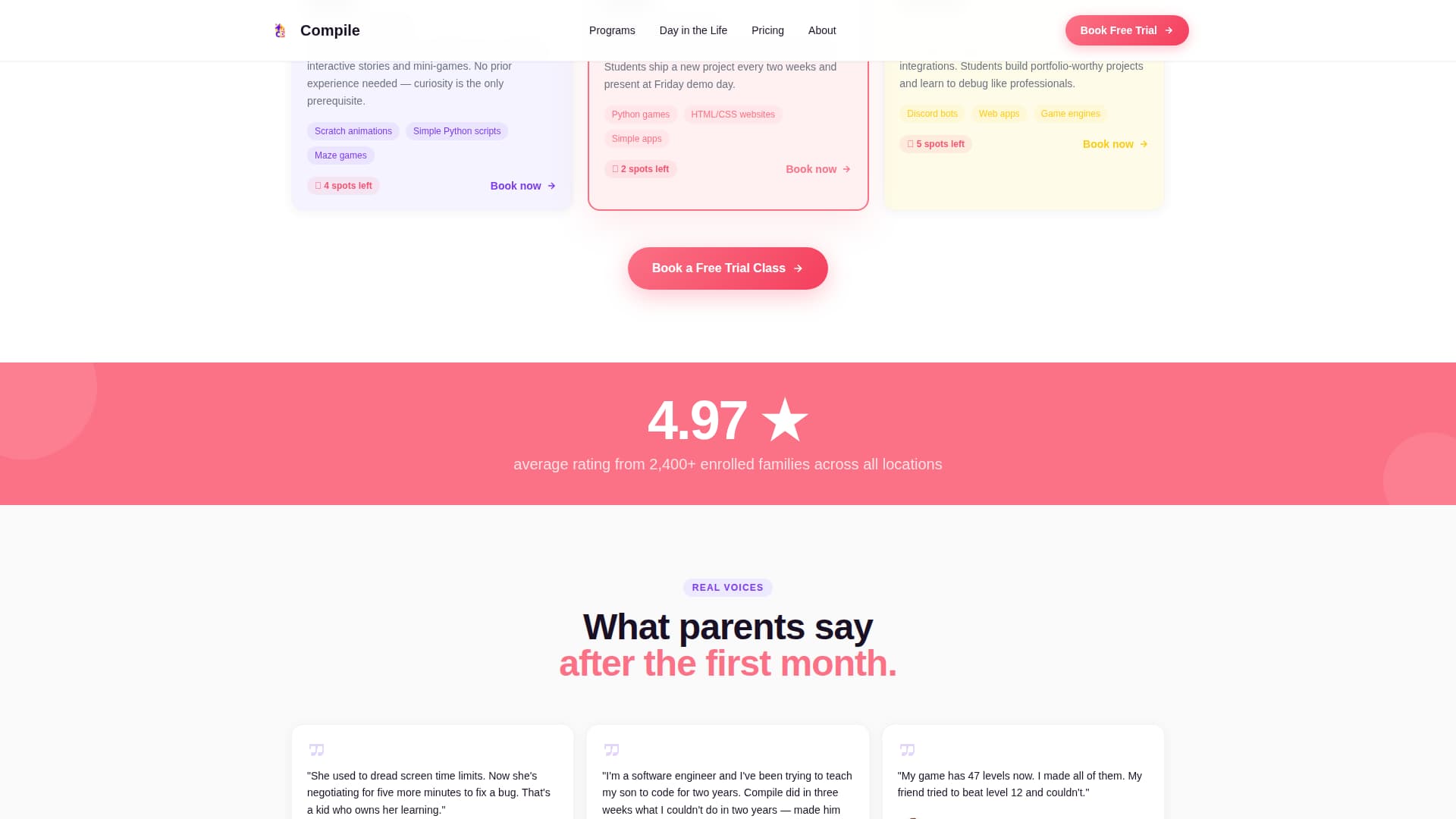 Compile - Inspiring Kids Coding Landing Page Template