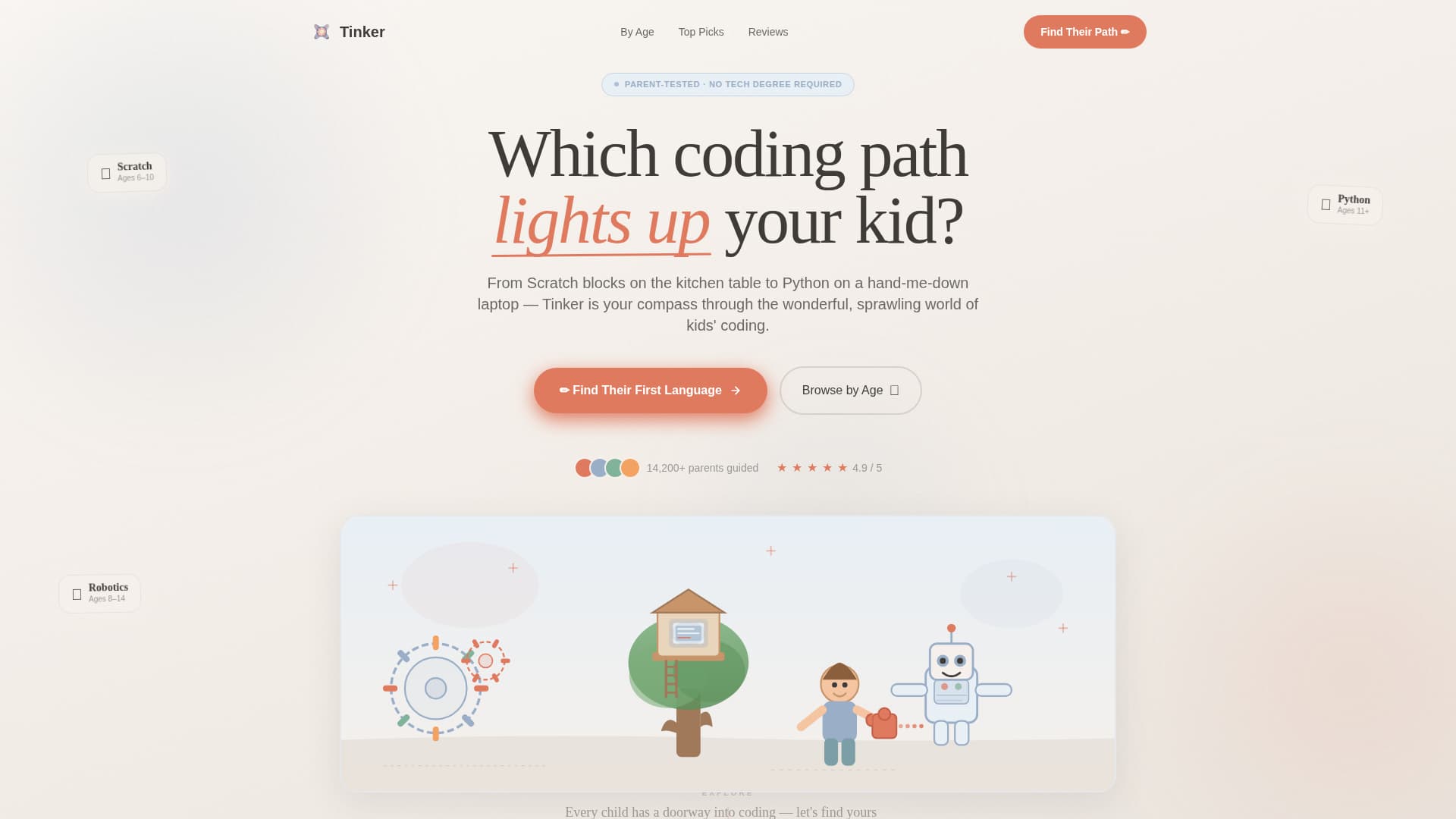 Tinker - Whimsical Kids Coding Landing Page Template