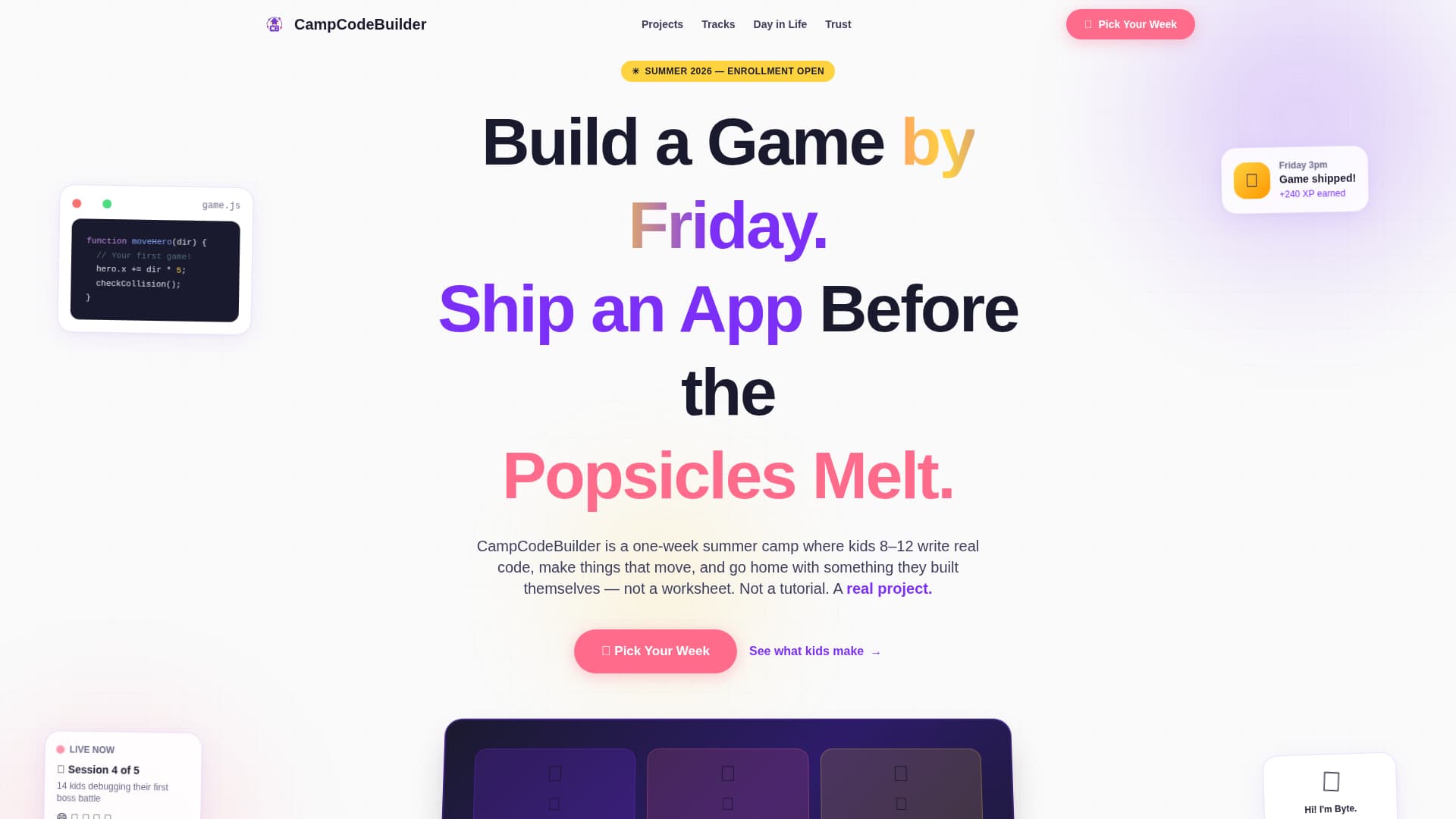 Campcode - Vibrant Kids Coding Landing Page Template
