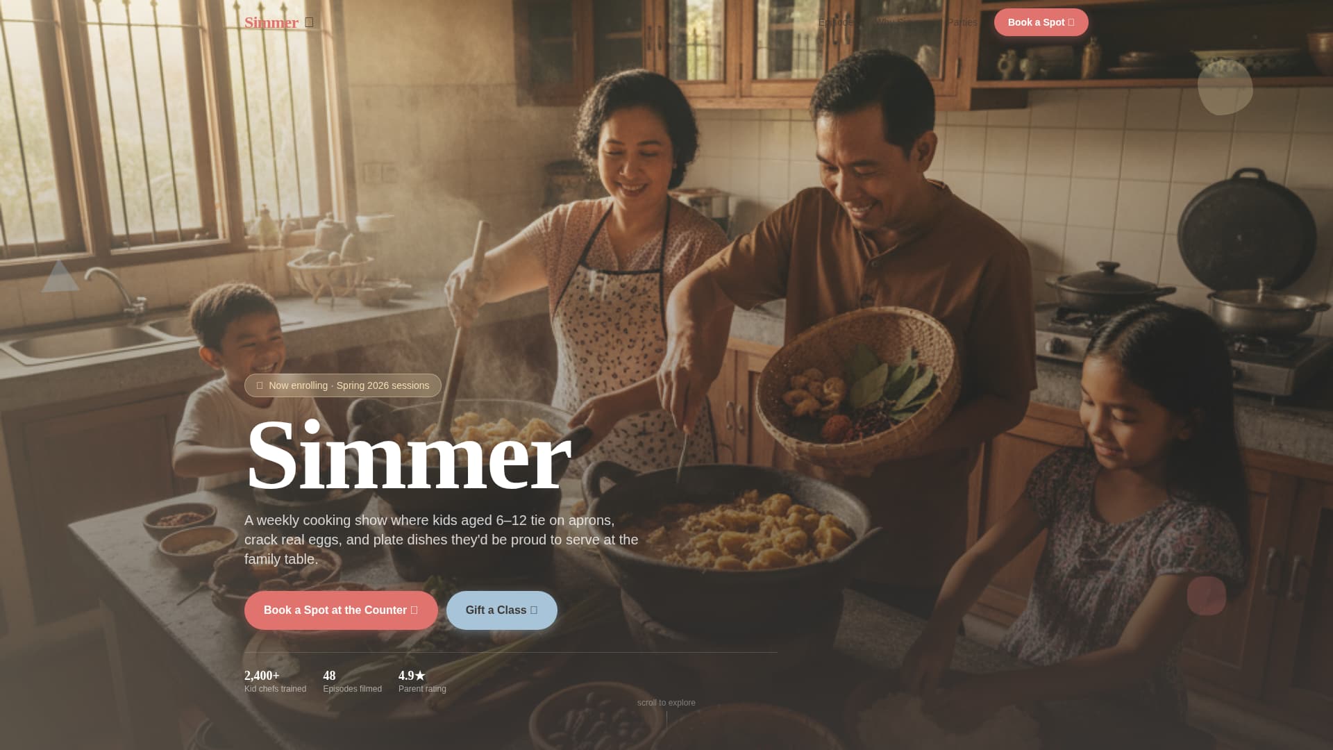 Simmer - Delightful Cooking Landing Page Template