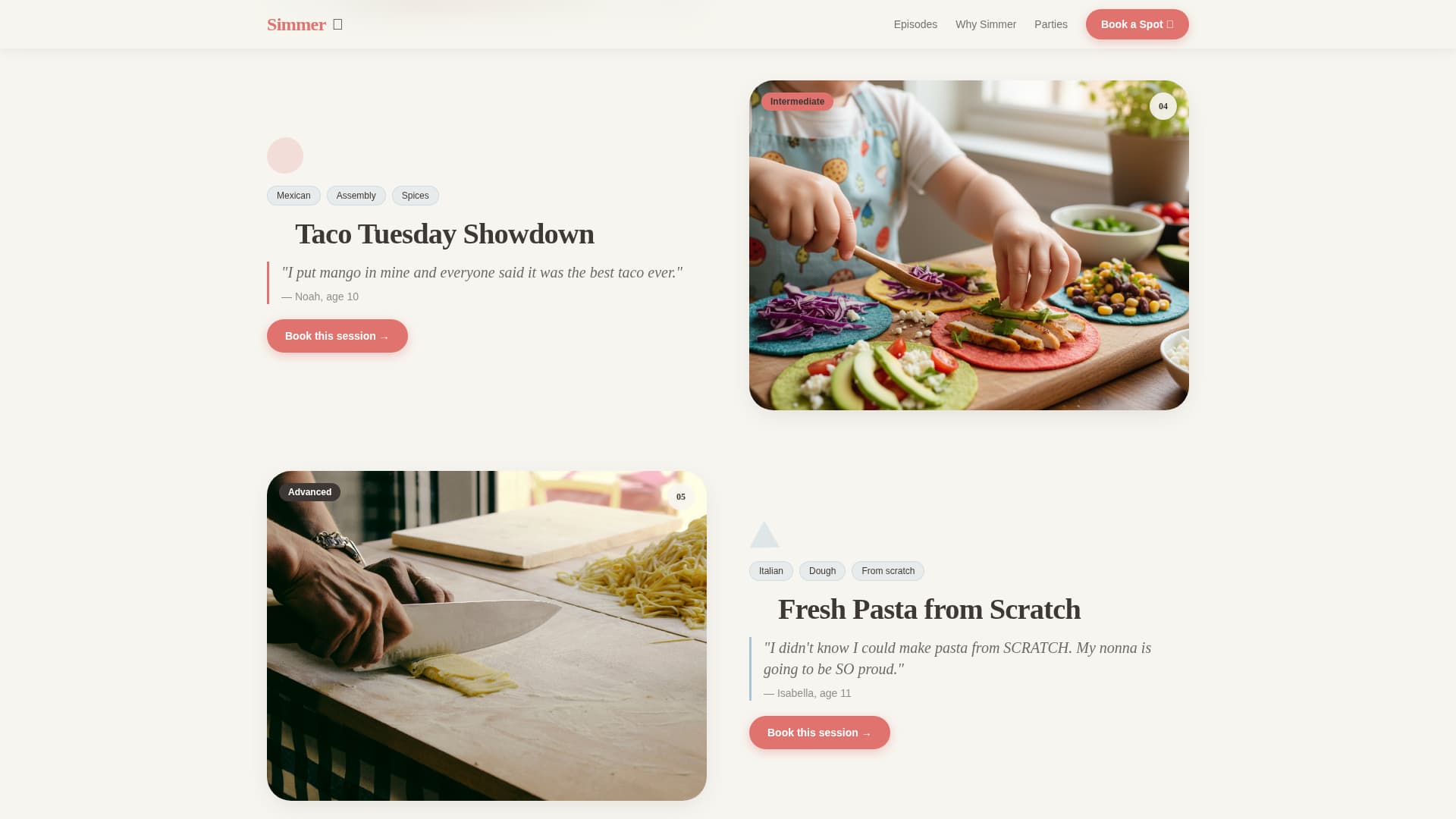 Simmer - Delightful Cooking Landing Page Template