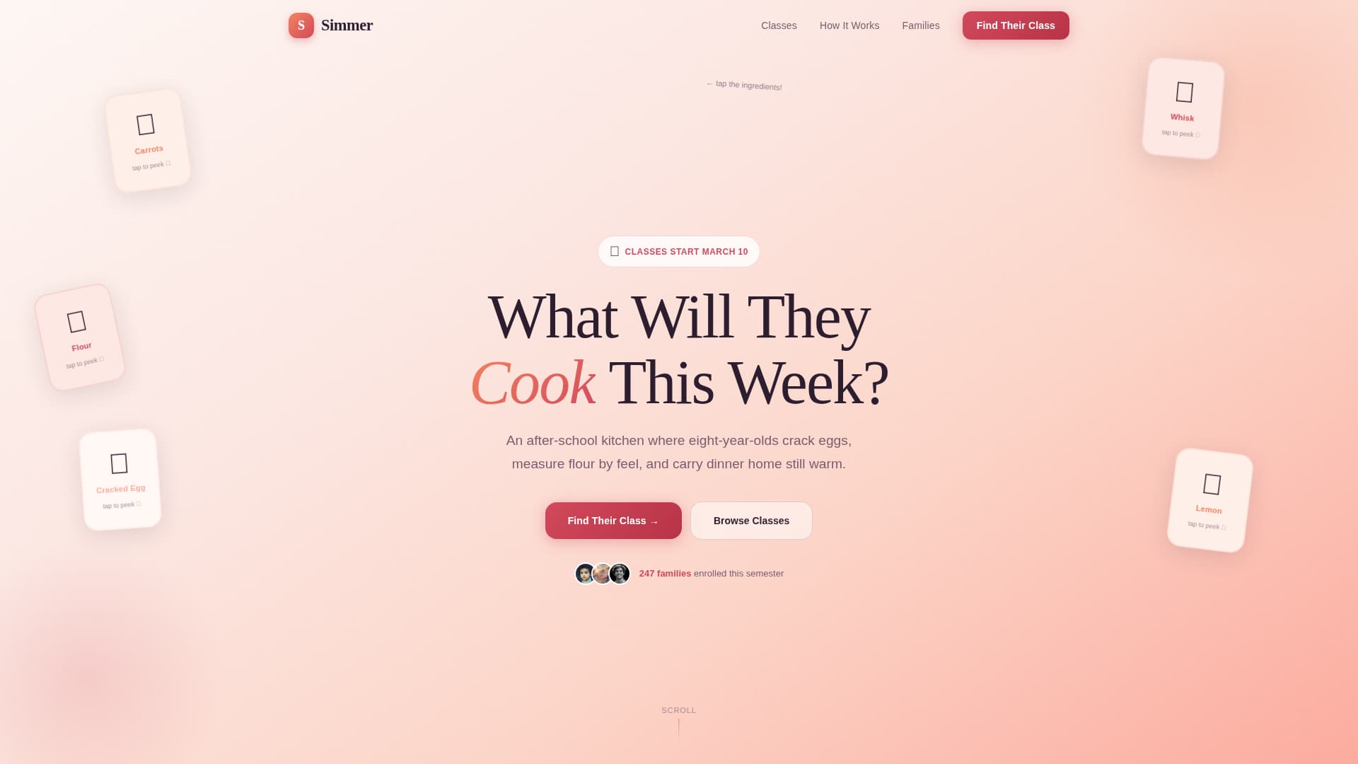 Simmer - Nurturing Kidscooking Landing Page Template