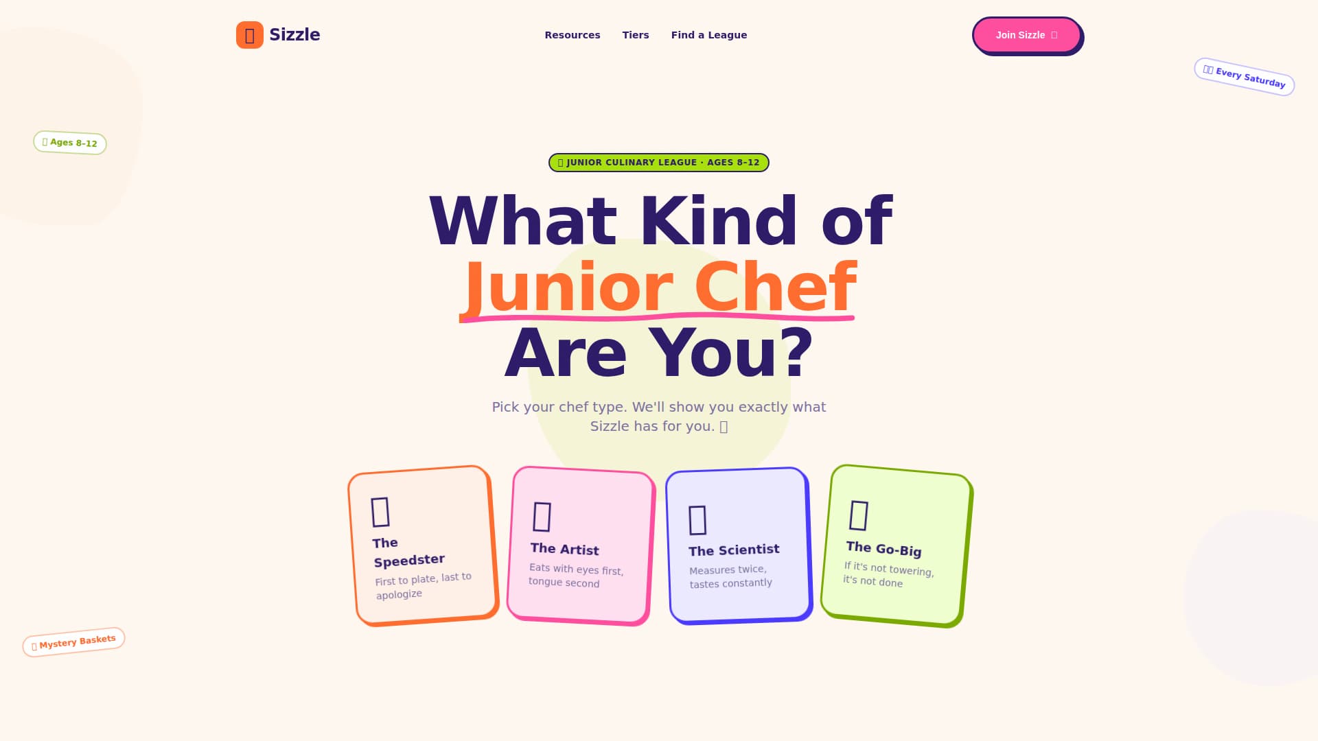 Sizzle - Playful Juniorchef Landing Page Template