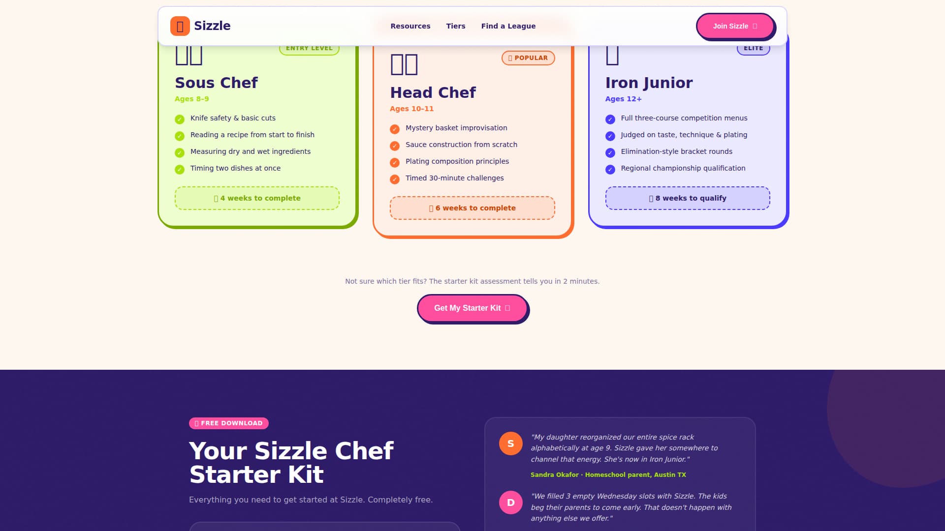 Sizzle - Playful Juniorchef Landing Page Template