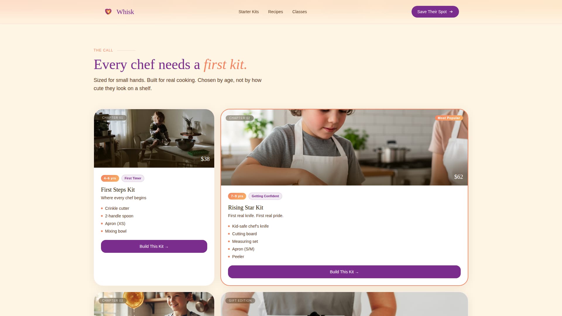 Whisk - Joyful Kidscooking Landing Page Template
