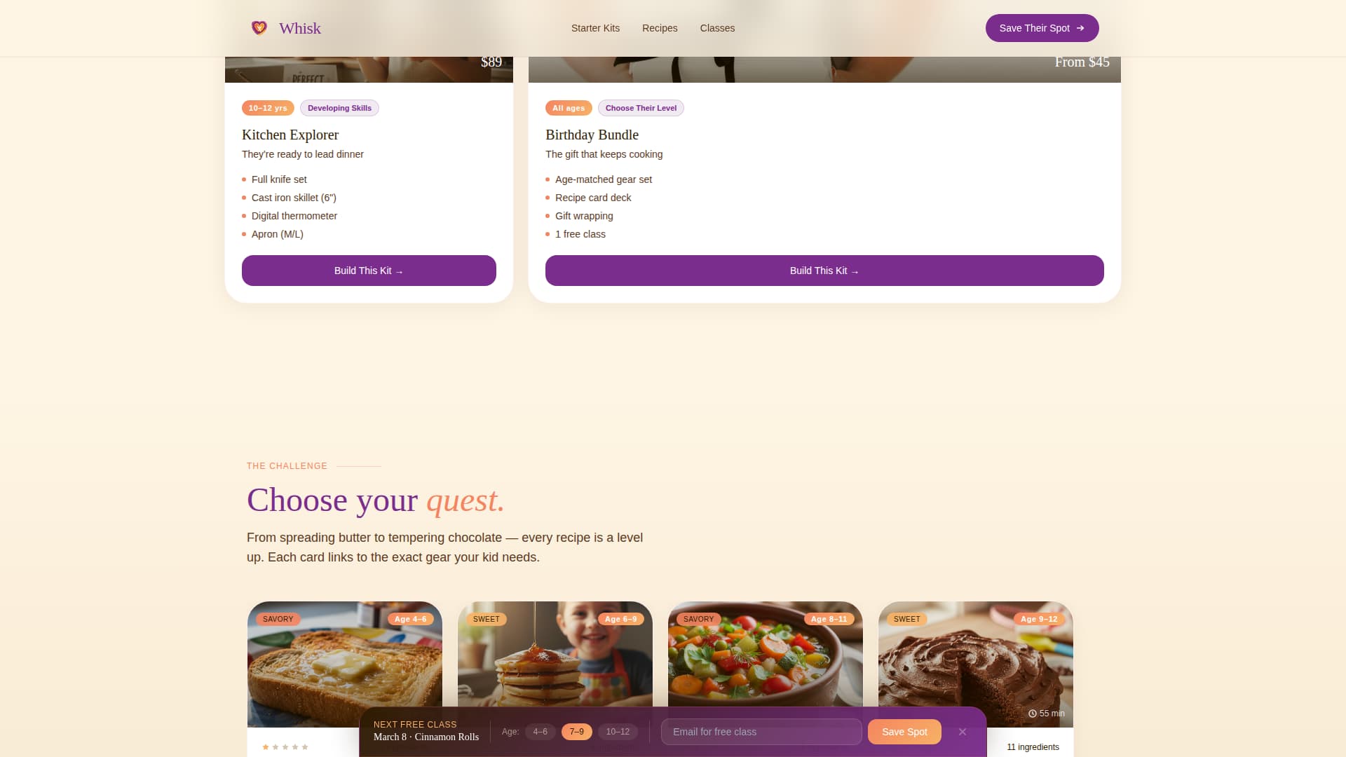 Whisk - Joyful Kidscooking Landing Page Template