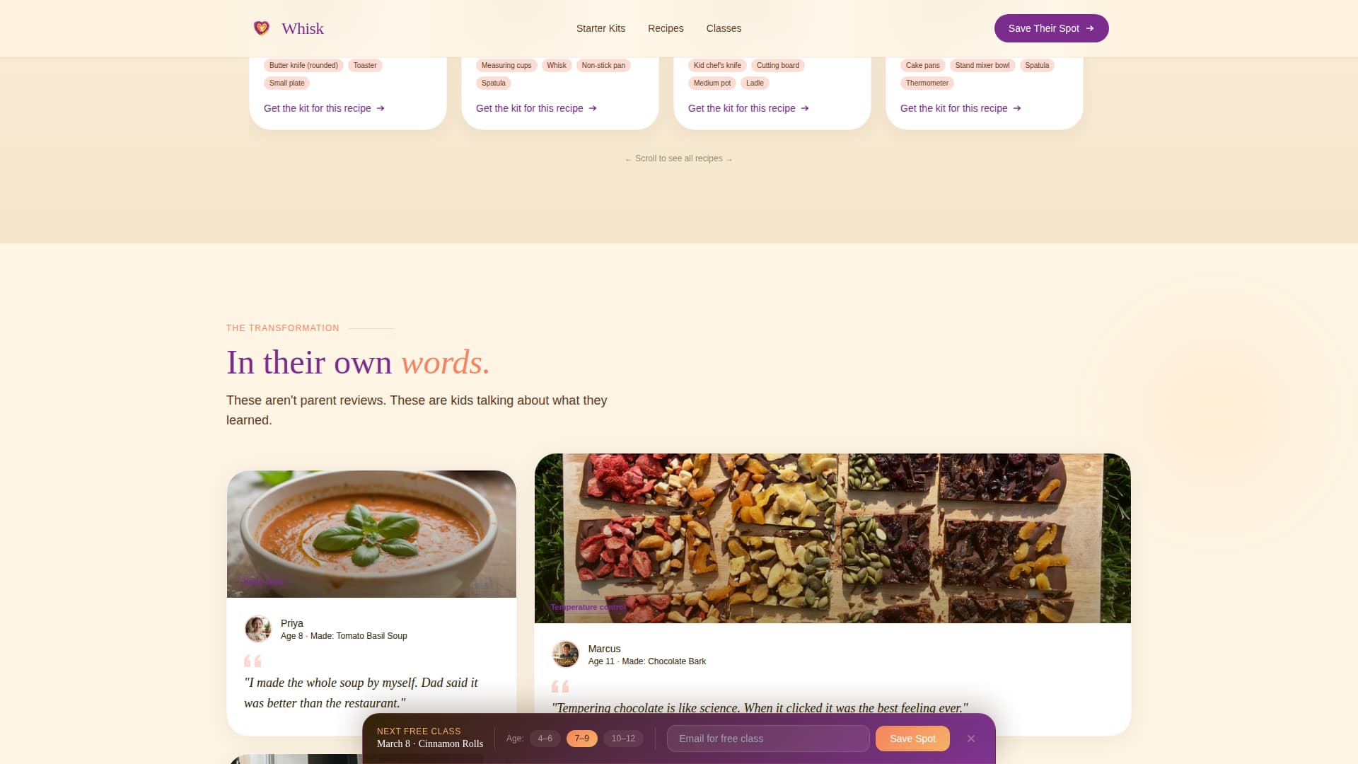 Whisk - Joyful Kidscooking Landing Page Template