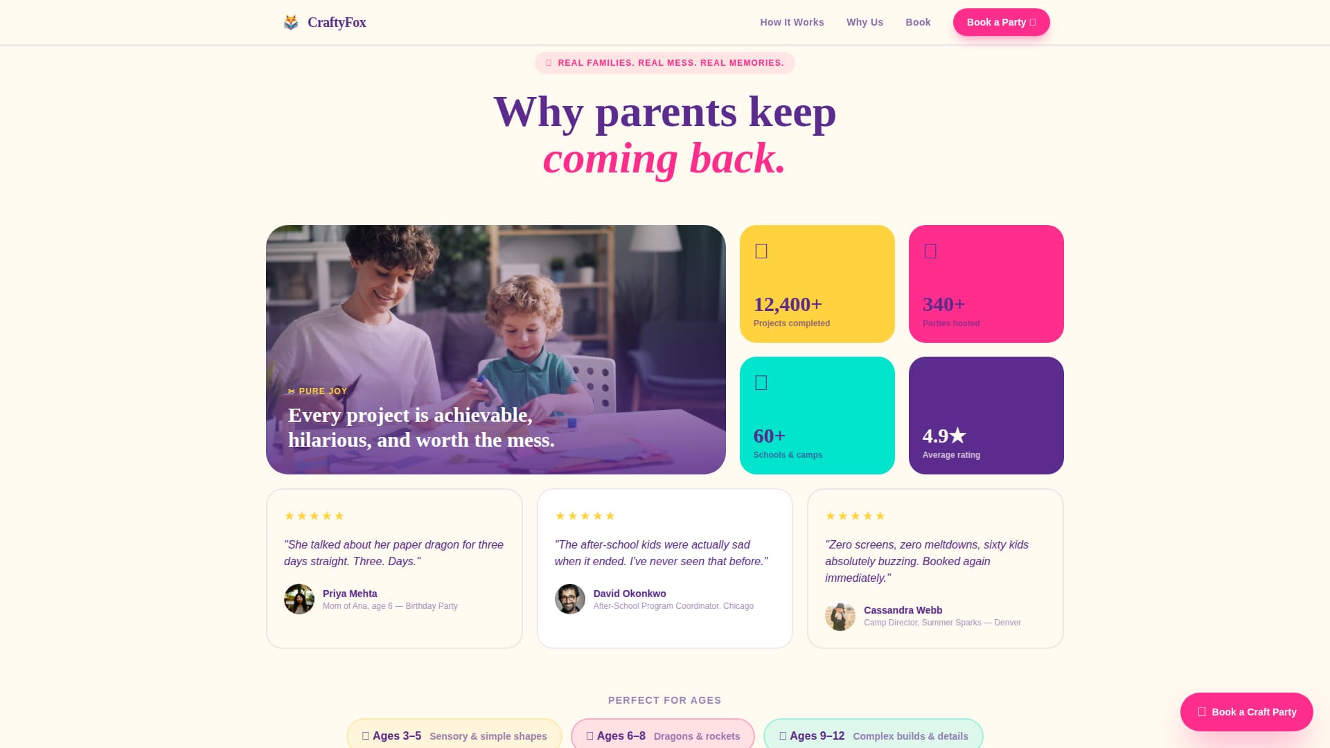 Craftyfox - Playful Kidscrafting Landing Page Template