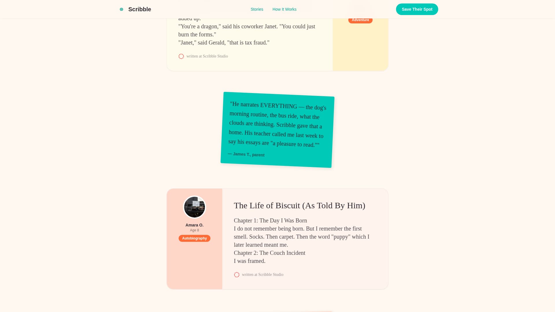 Scribble - Imaginative Kidswriting Landing Page Template