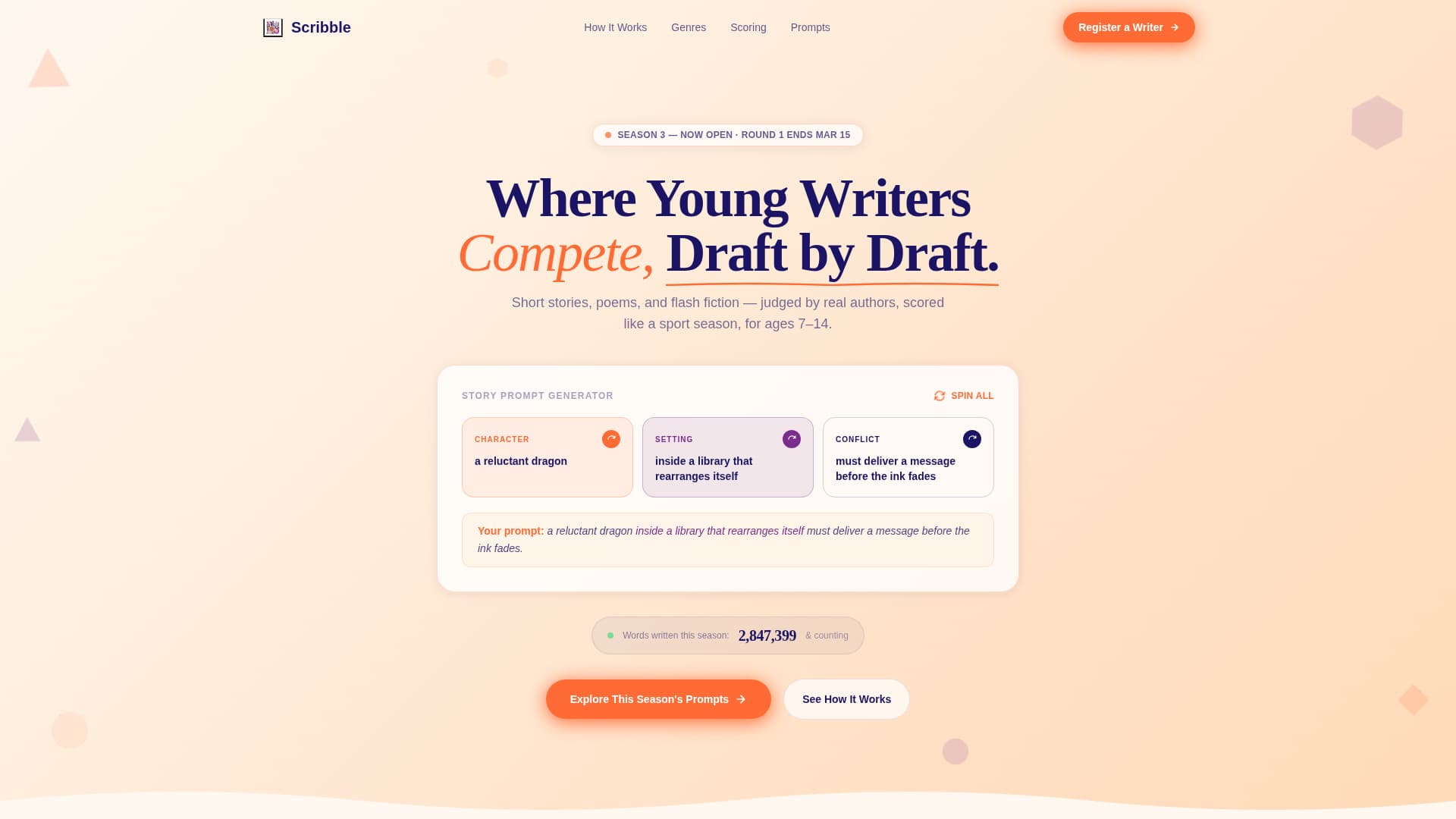 Inkleague - Playful Youngwriters Landing Page Template