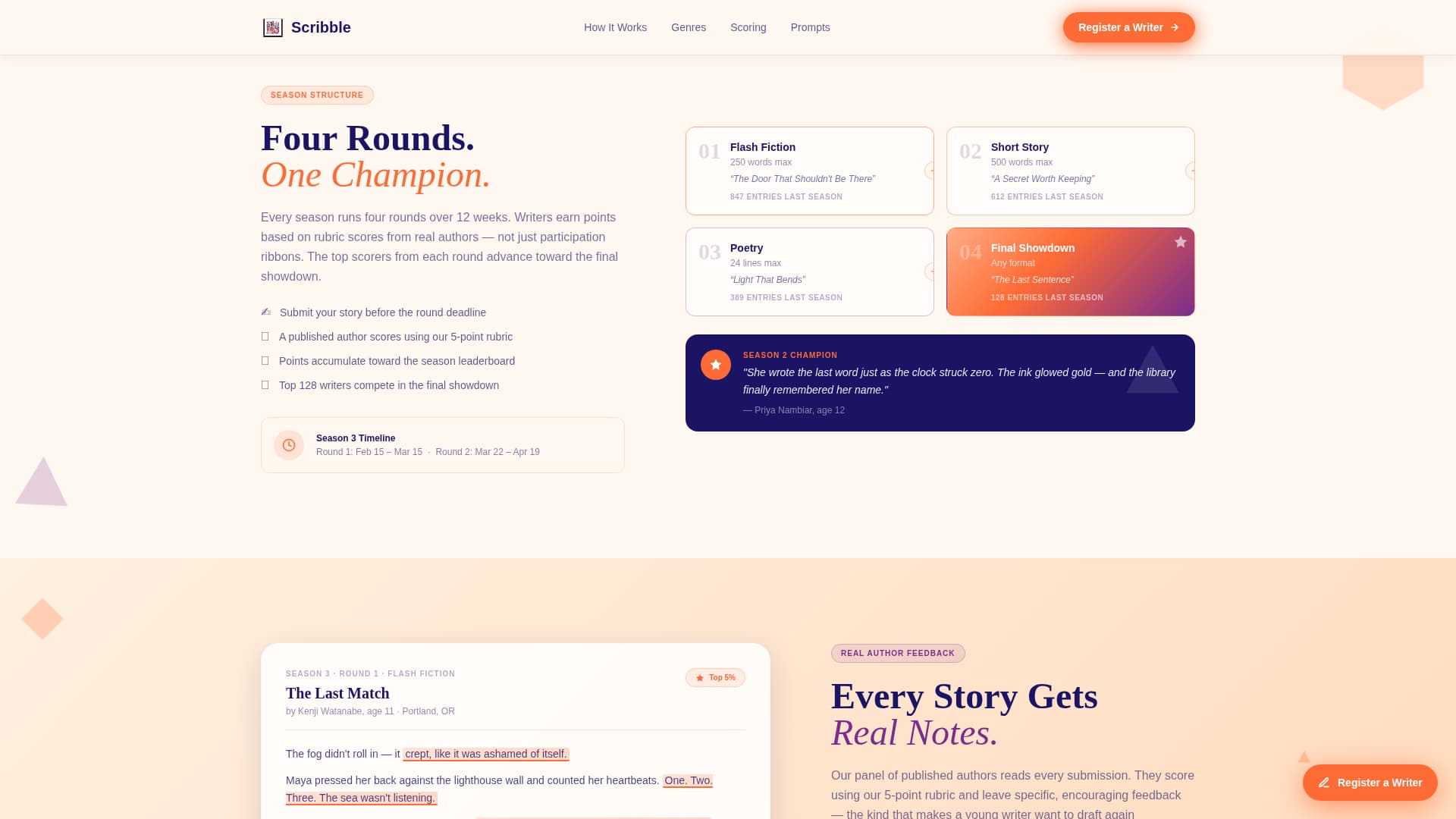 Inkleague - Playful Youngwriters Landing Page Template