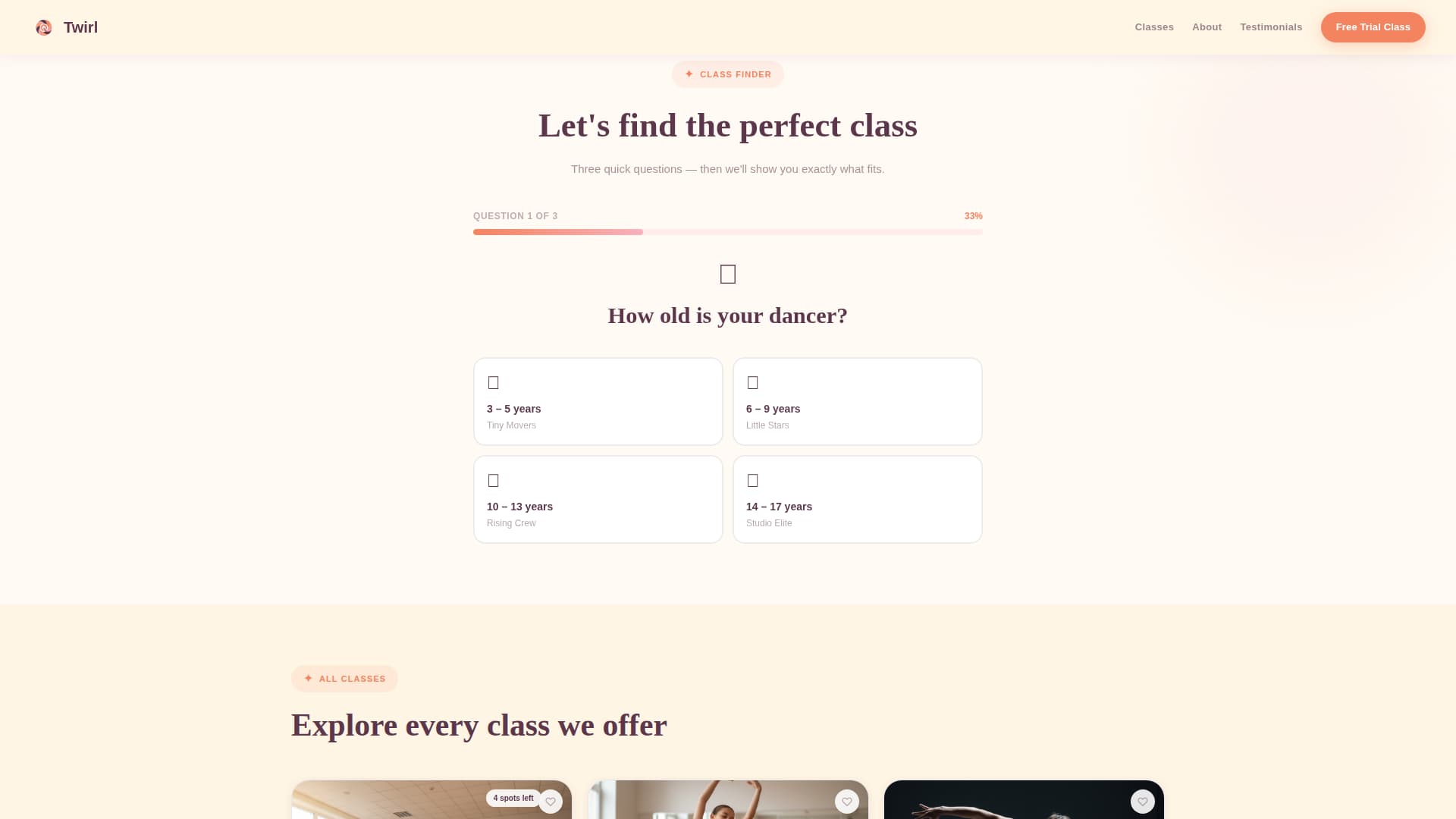 Twirl - Joyful Dance Landing Page Template