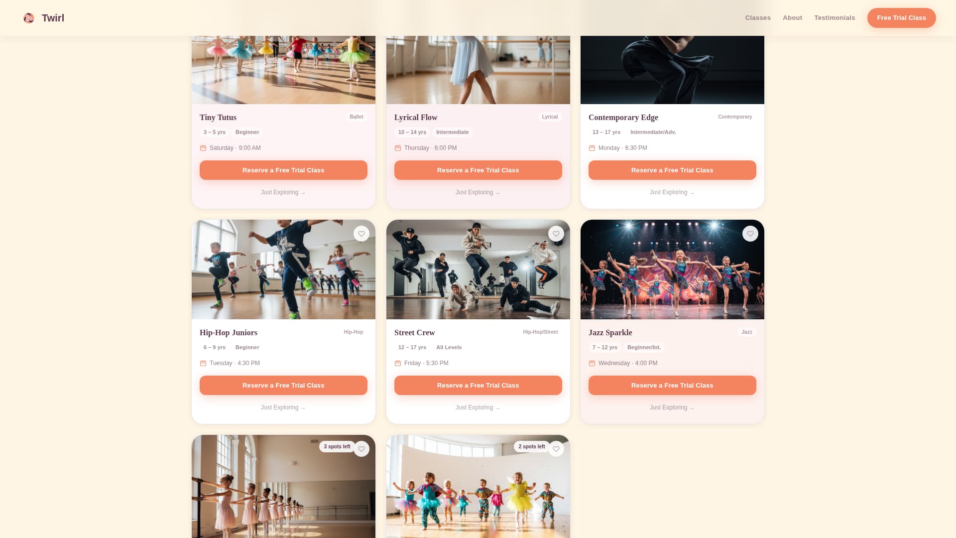 Twirl - Joyful Dance Landing Page Template