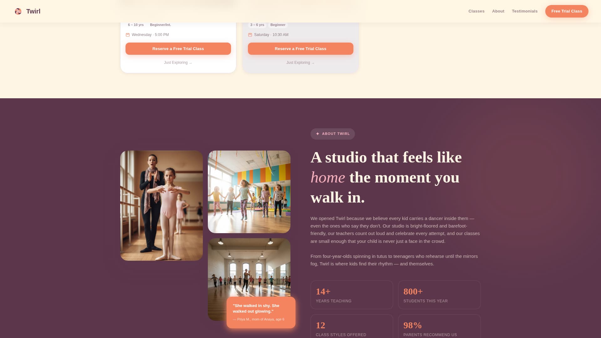 Twirl - Joyful Dance Landing Page Template